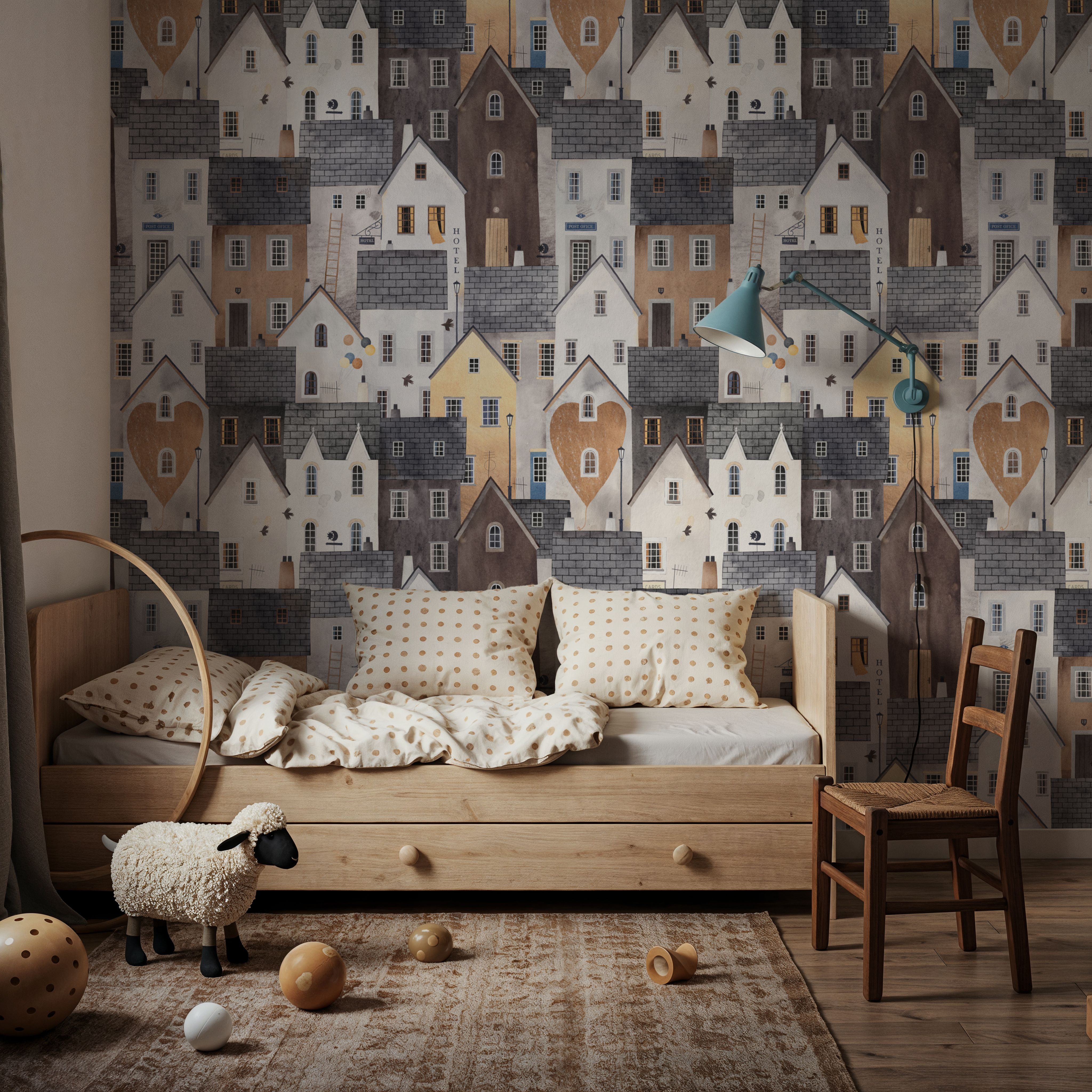 Small Town Houses, Warm, Wallpaper