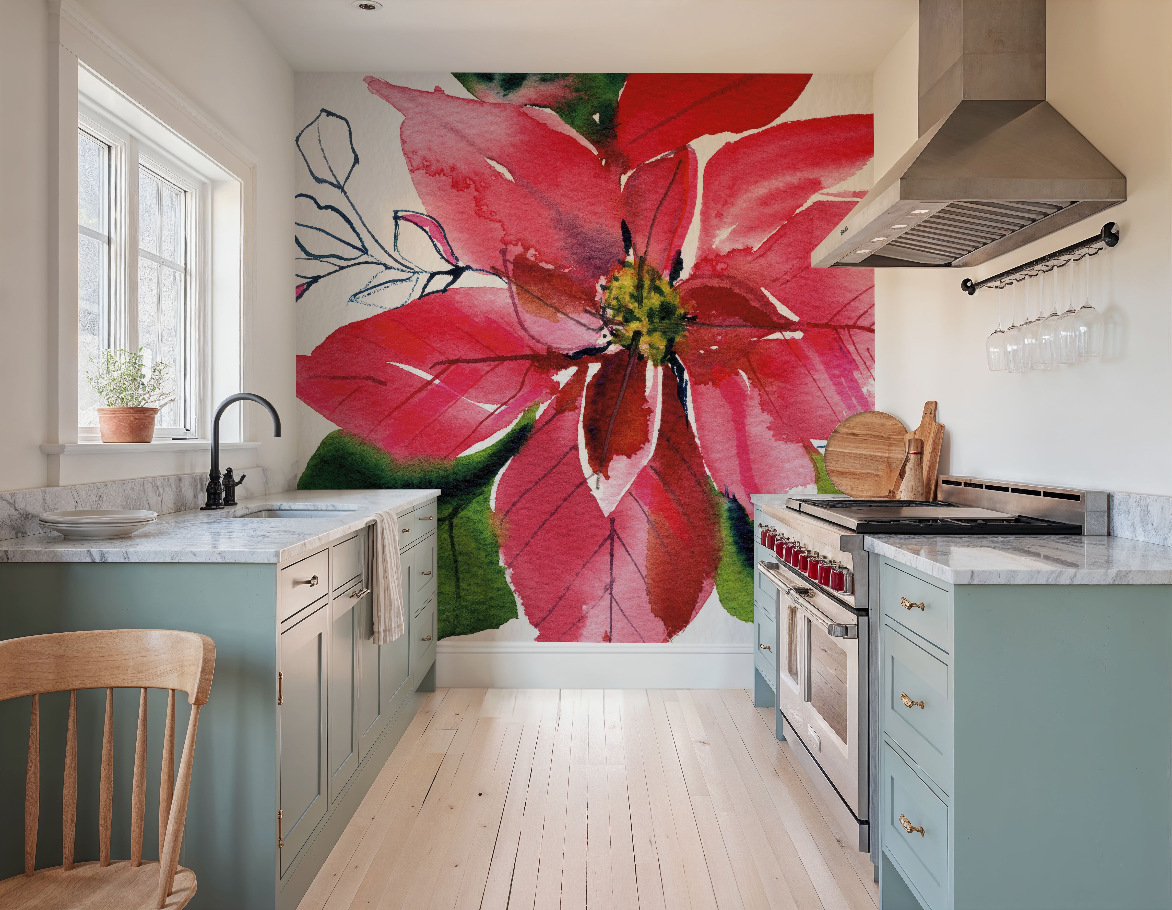 Holiday Poinsettia, Papel pintado