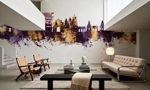 Pandharpur India Skyline Purple & Gold