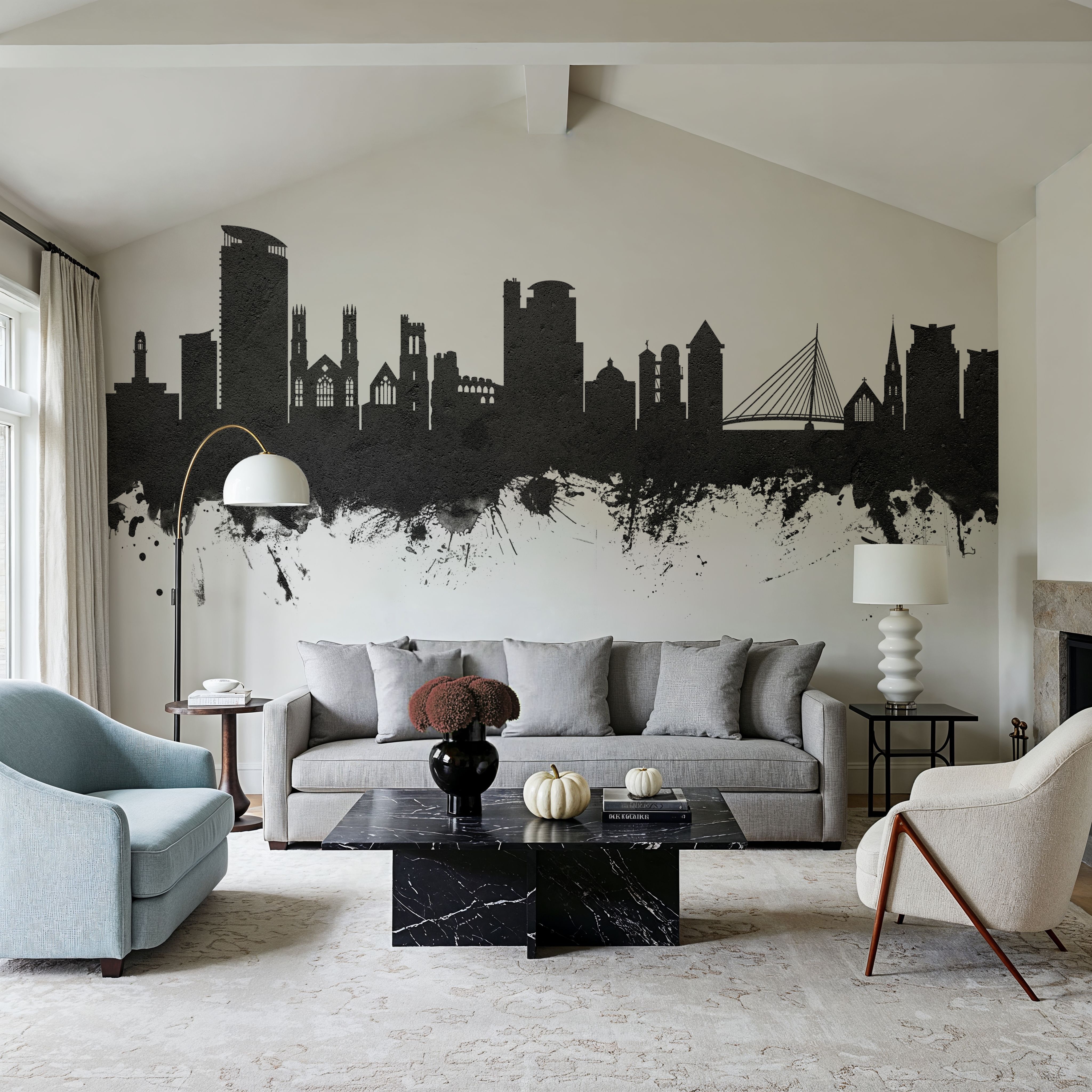 Swansea Wales Skyline Black & White