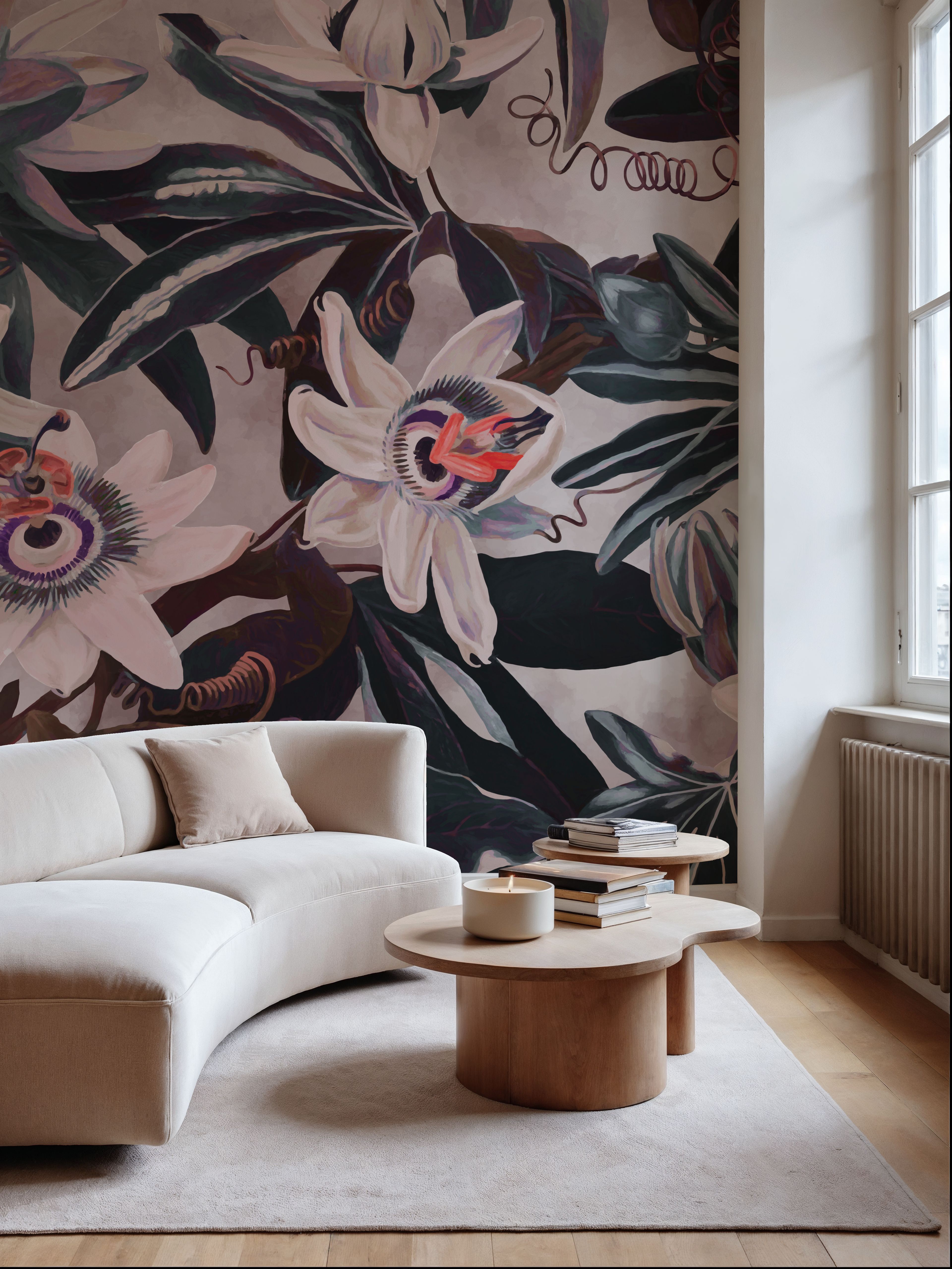 White Passiflora Reddish Purple