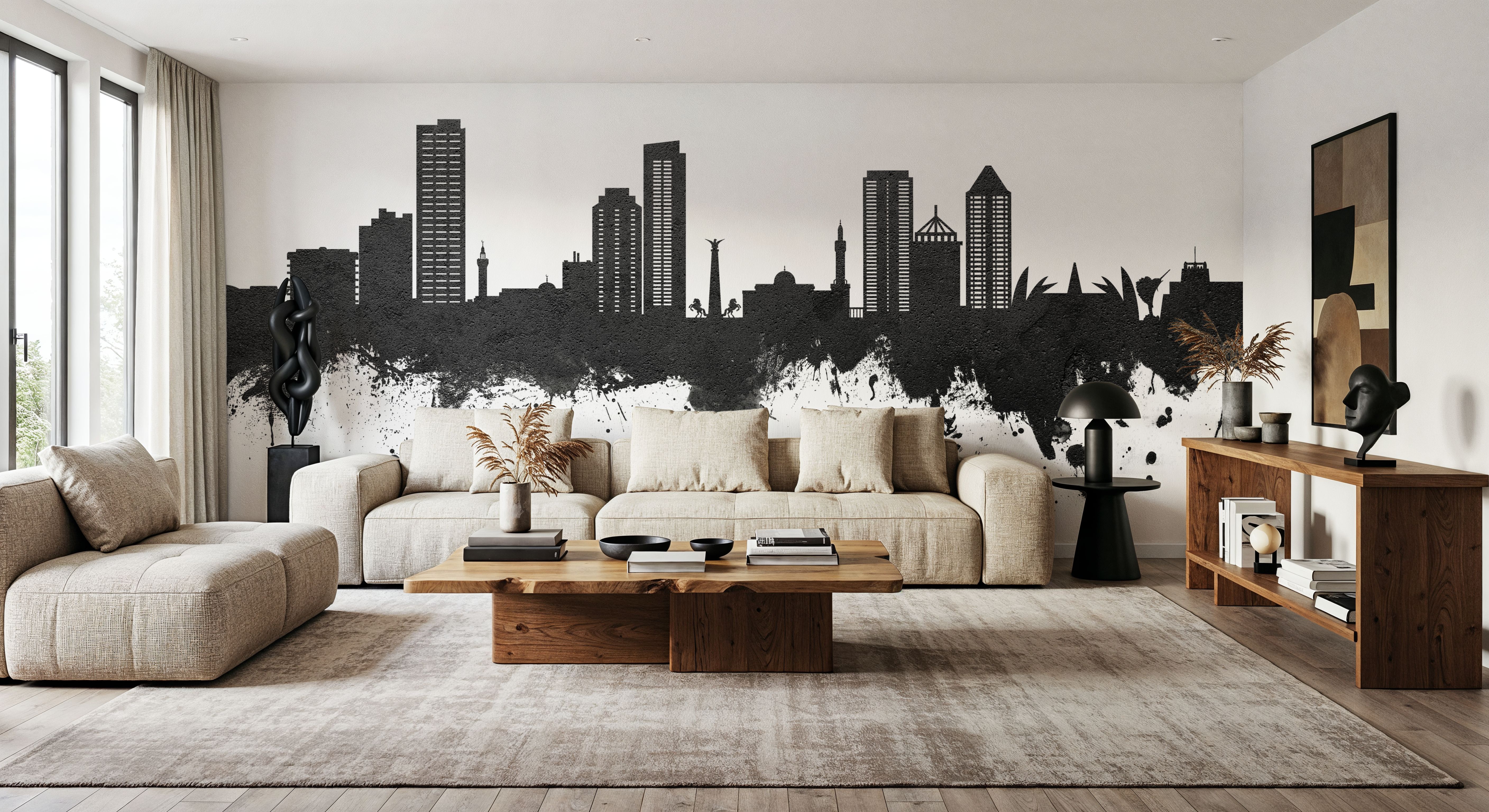 Umm Al Quwain Skyline Black & White, Wallpaper