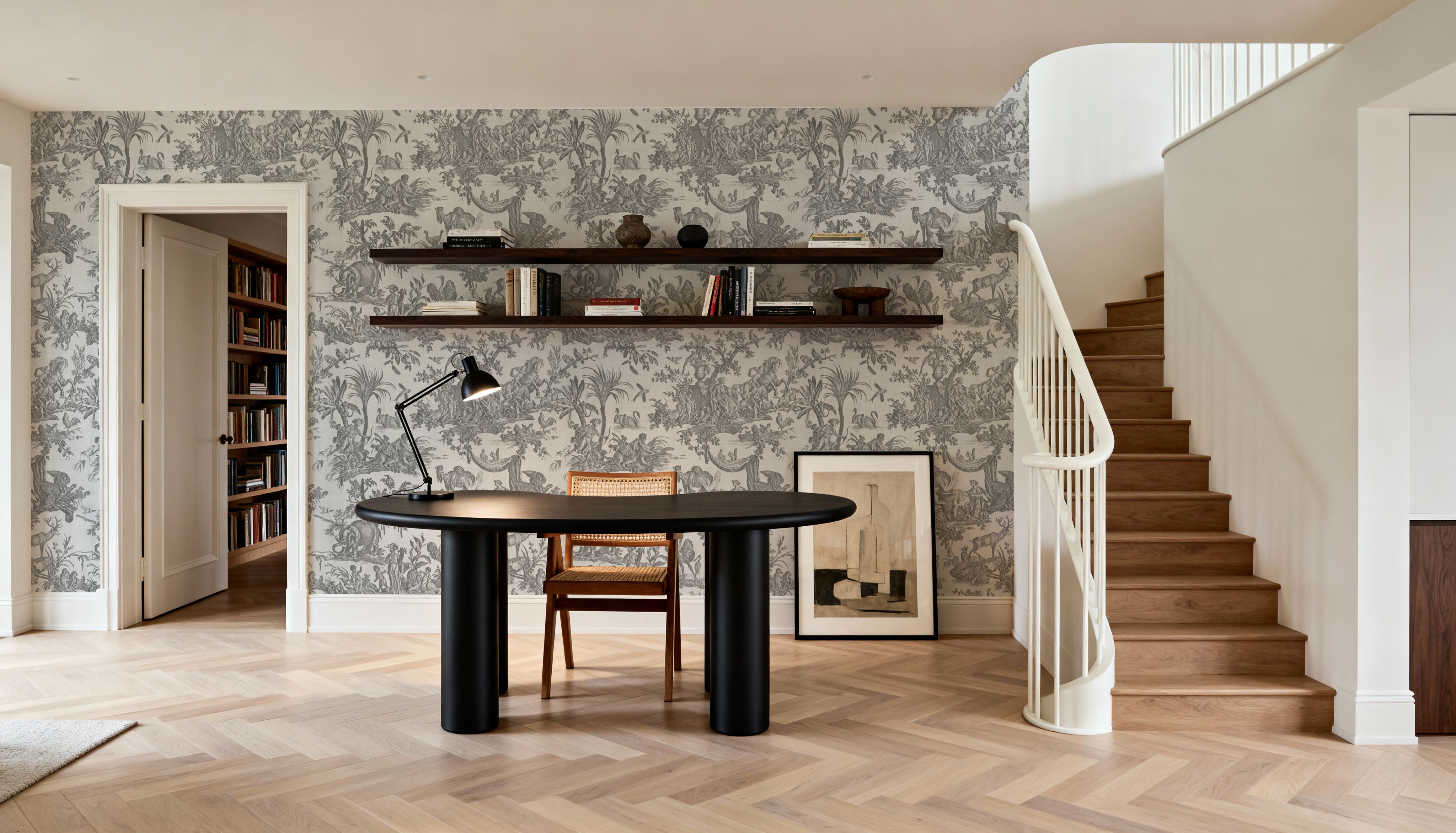 Patinated Linen Toile de Jouy, Stone