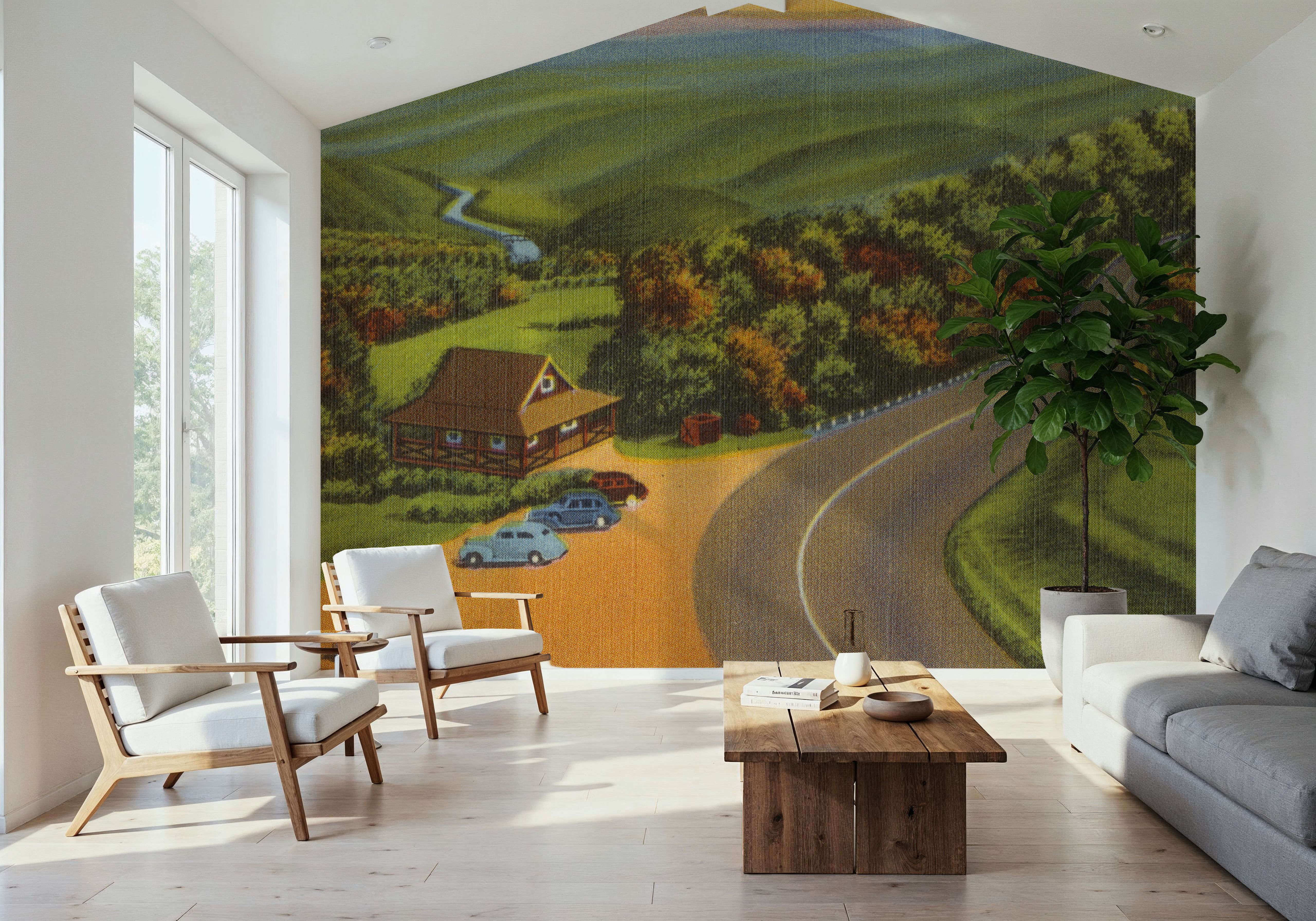 Deerfield River Valley - Screenprint Postcard, Carte da parati