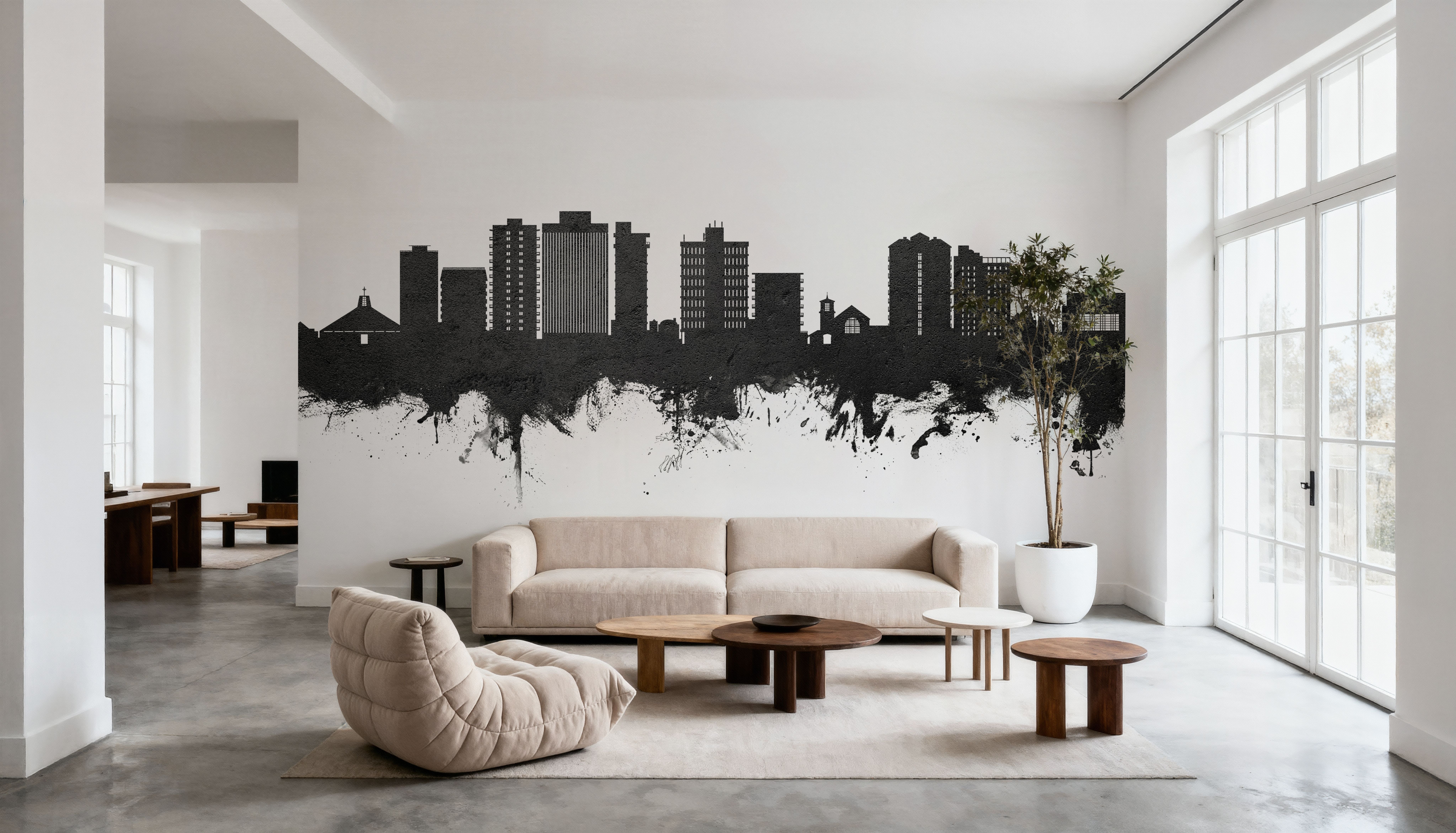 San Mateo California Skyline Black & White, Wallpaper