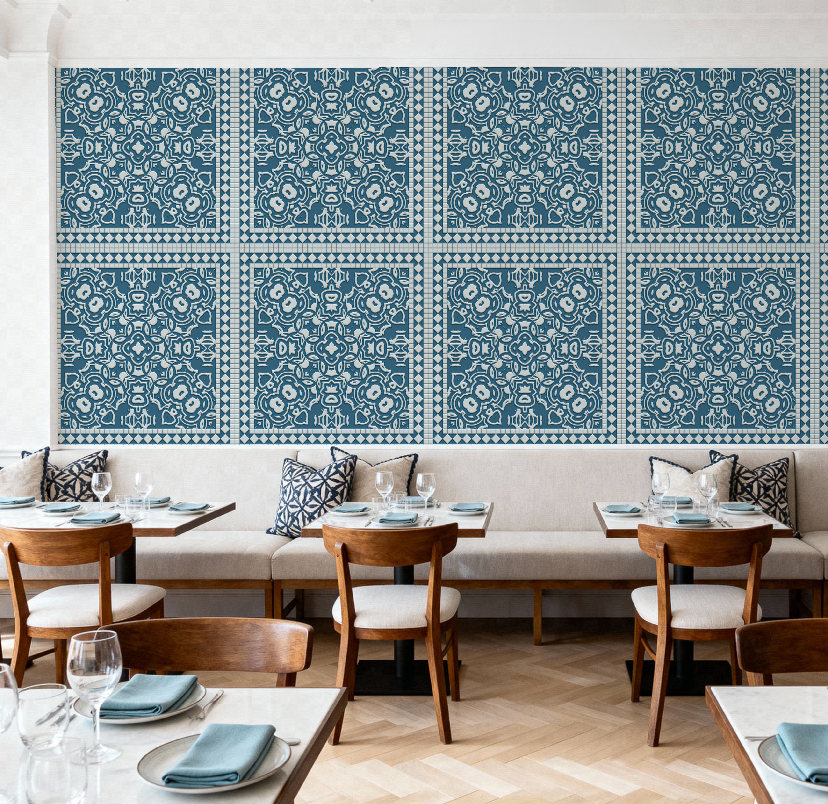 Mission Cement Tiles, Steel Blue