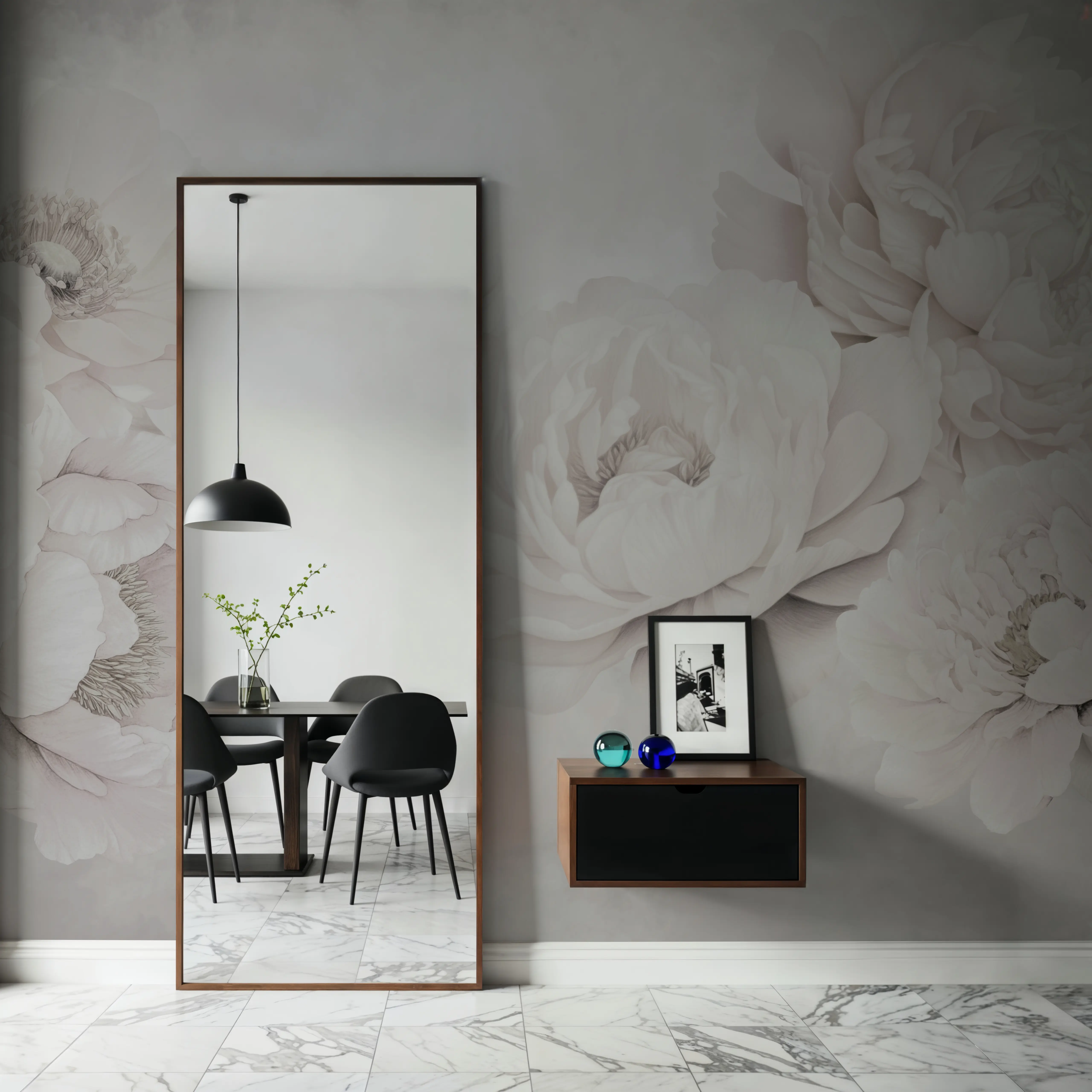 Papier Peint Panoramique - Transcendent Peony, Greyish Pink - Floral Nature - Blanc - Chambre - Wallism Belgique - Encollage au mur ou Autocollant