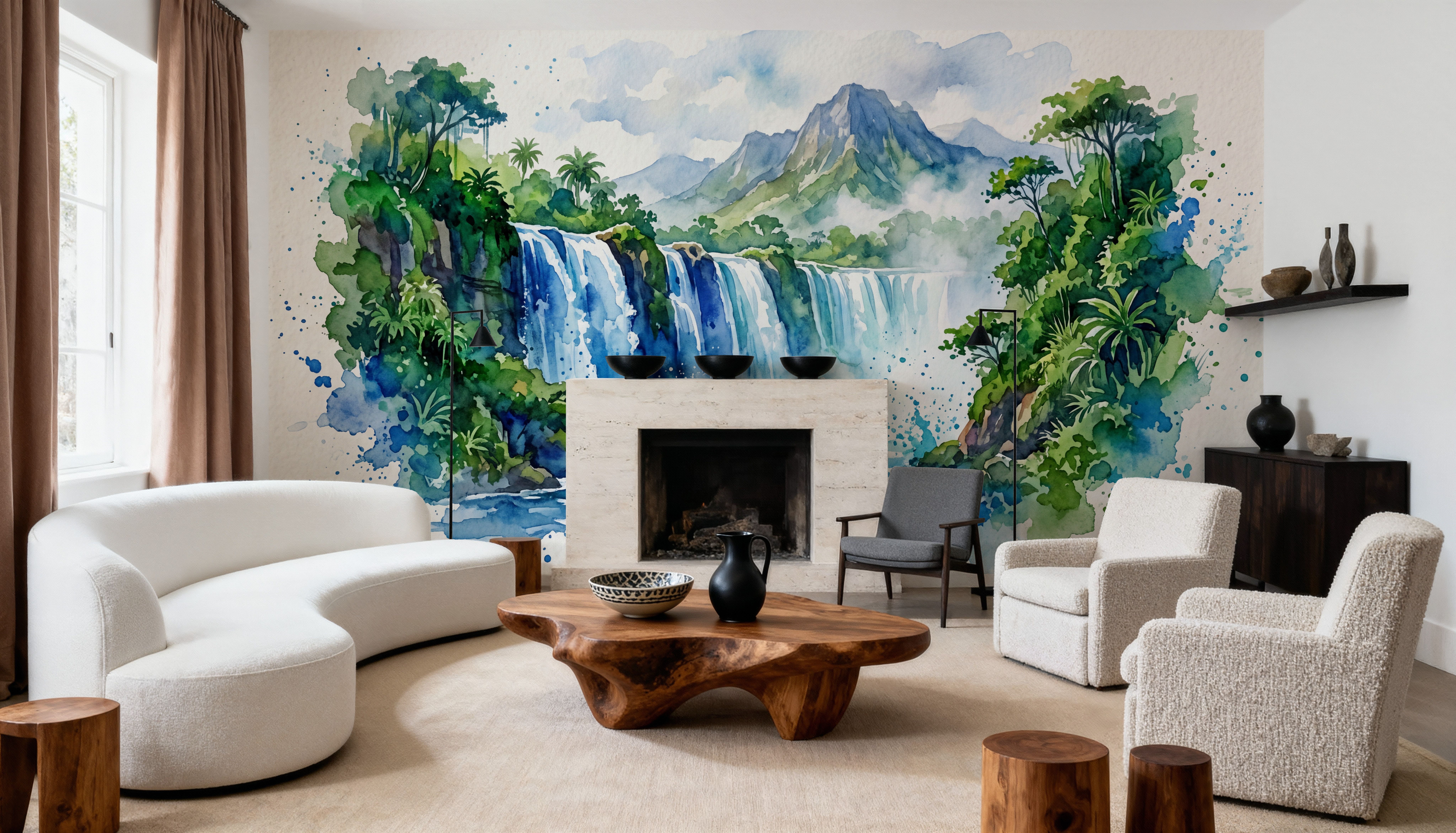 Tropical Waterfall - Watercolor Landscapes Series