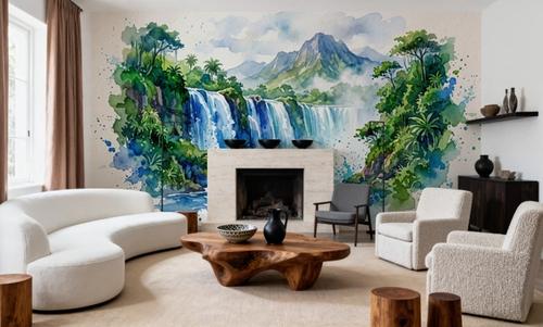 Tropical Waterfall - Watercolor Landscapes Series