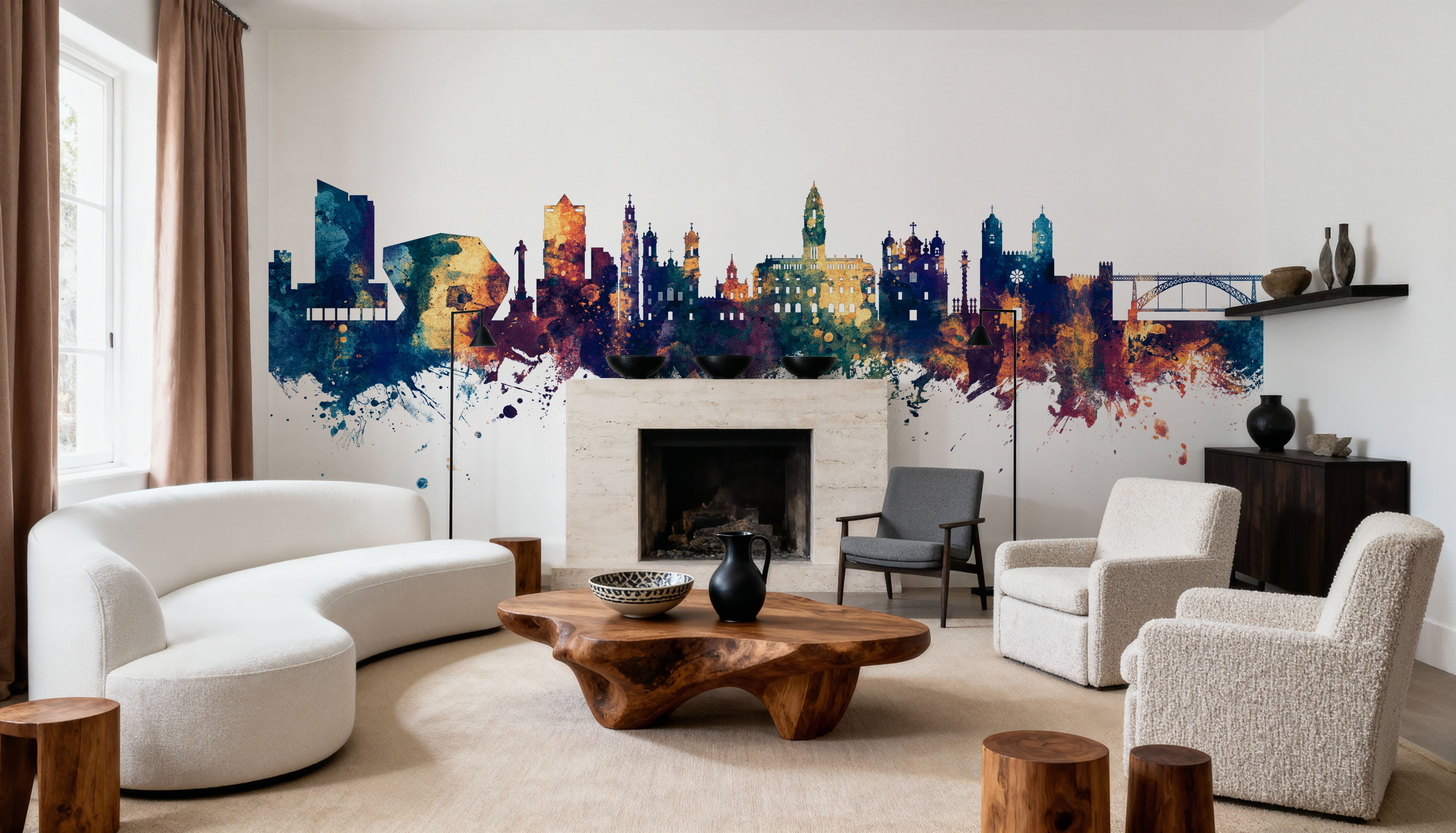 Porto Portugal Skyline Blue & Bronze