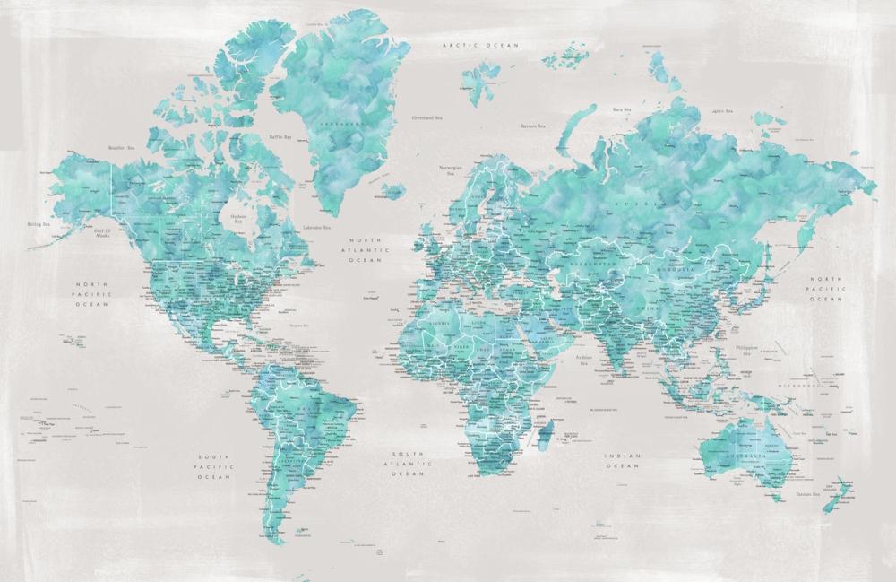 World Map Cities - Harriet