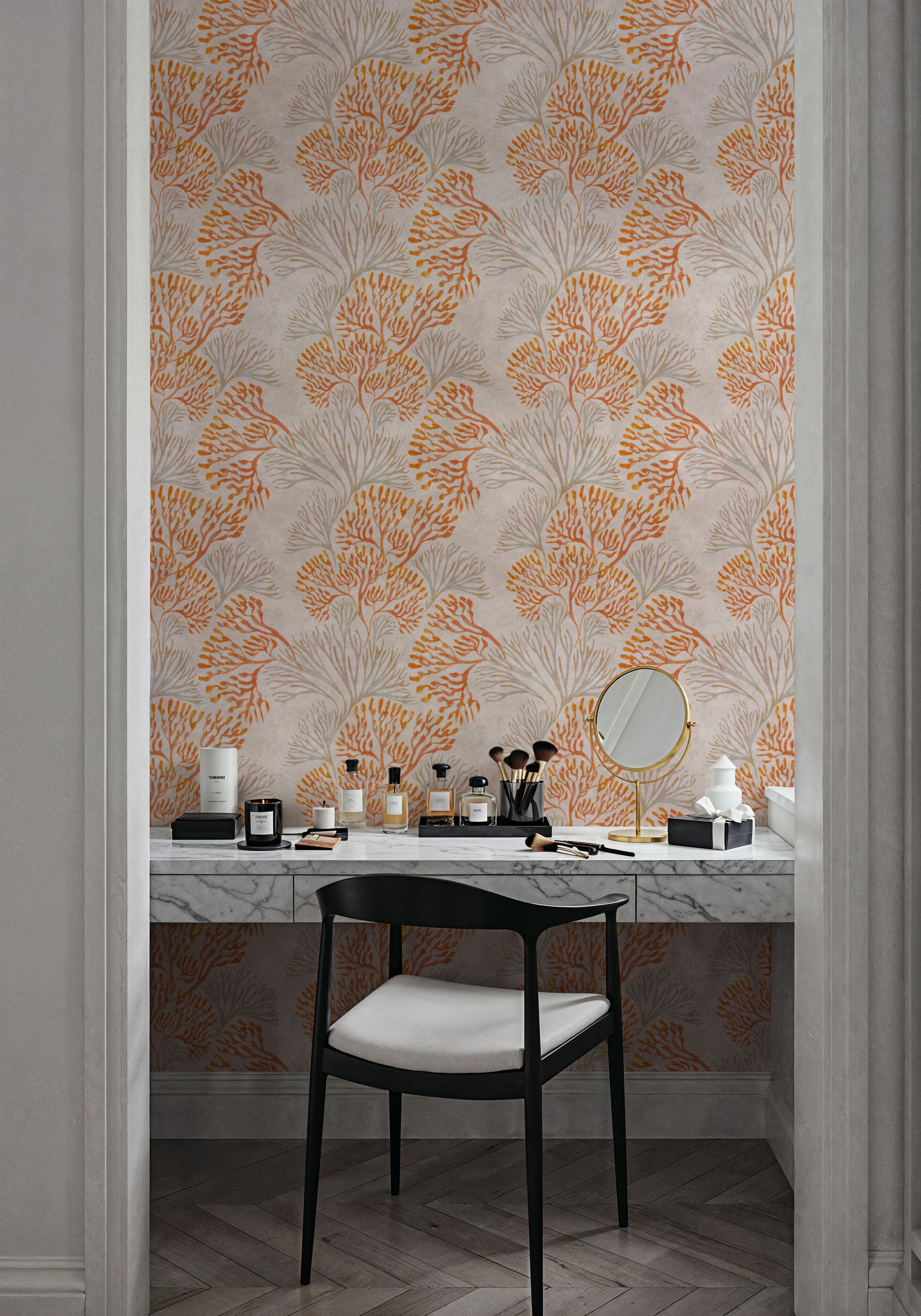 Subtle Seaweed, Orange, Wallpaper