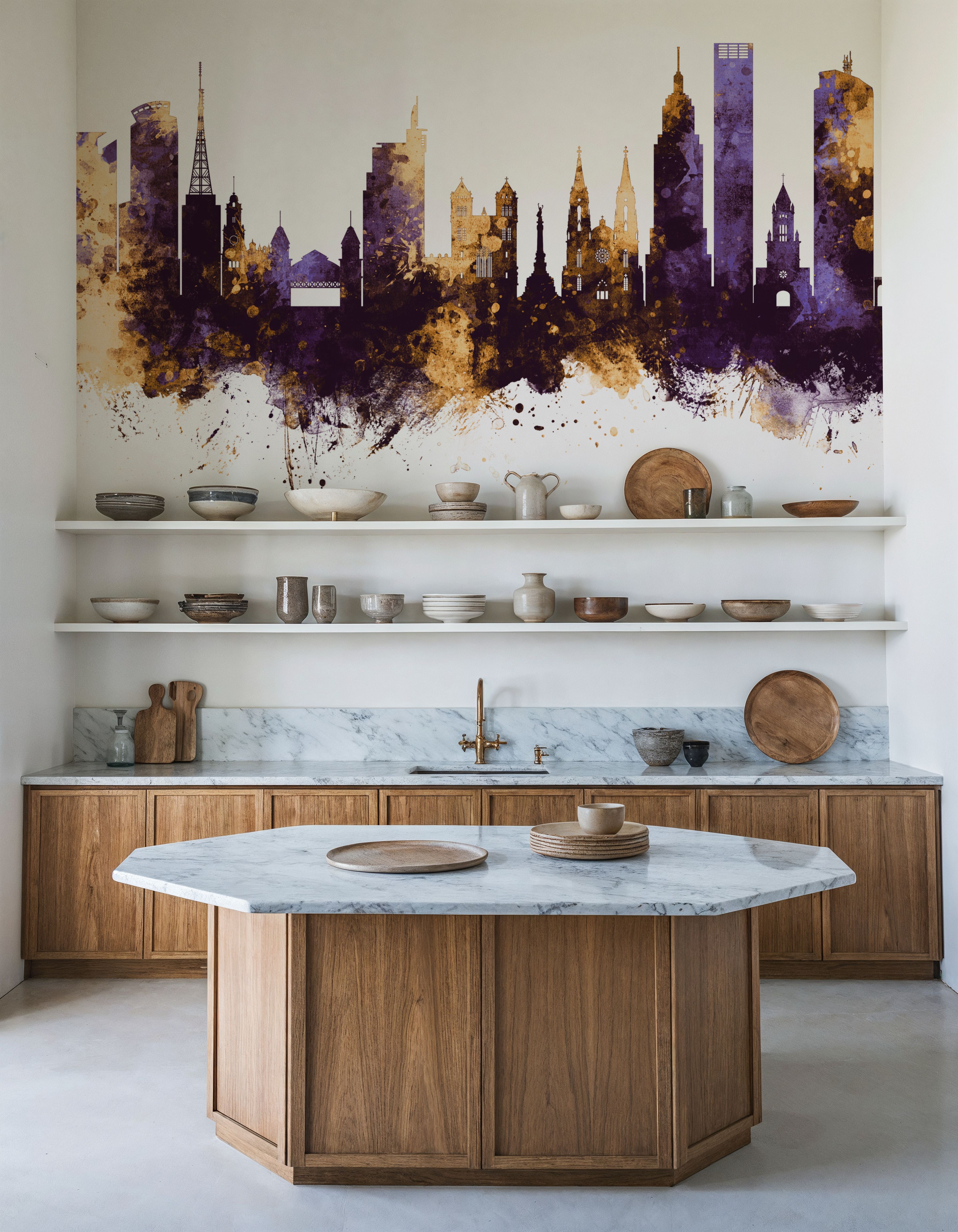 São Paulo Brazil Skyline Purple & Gold