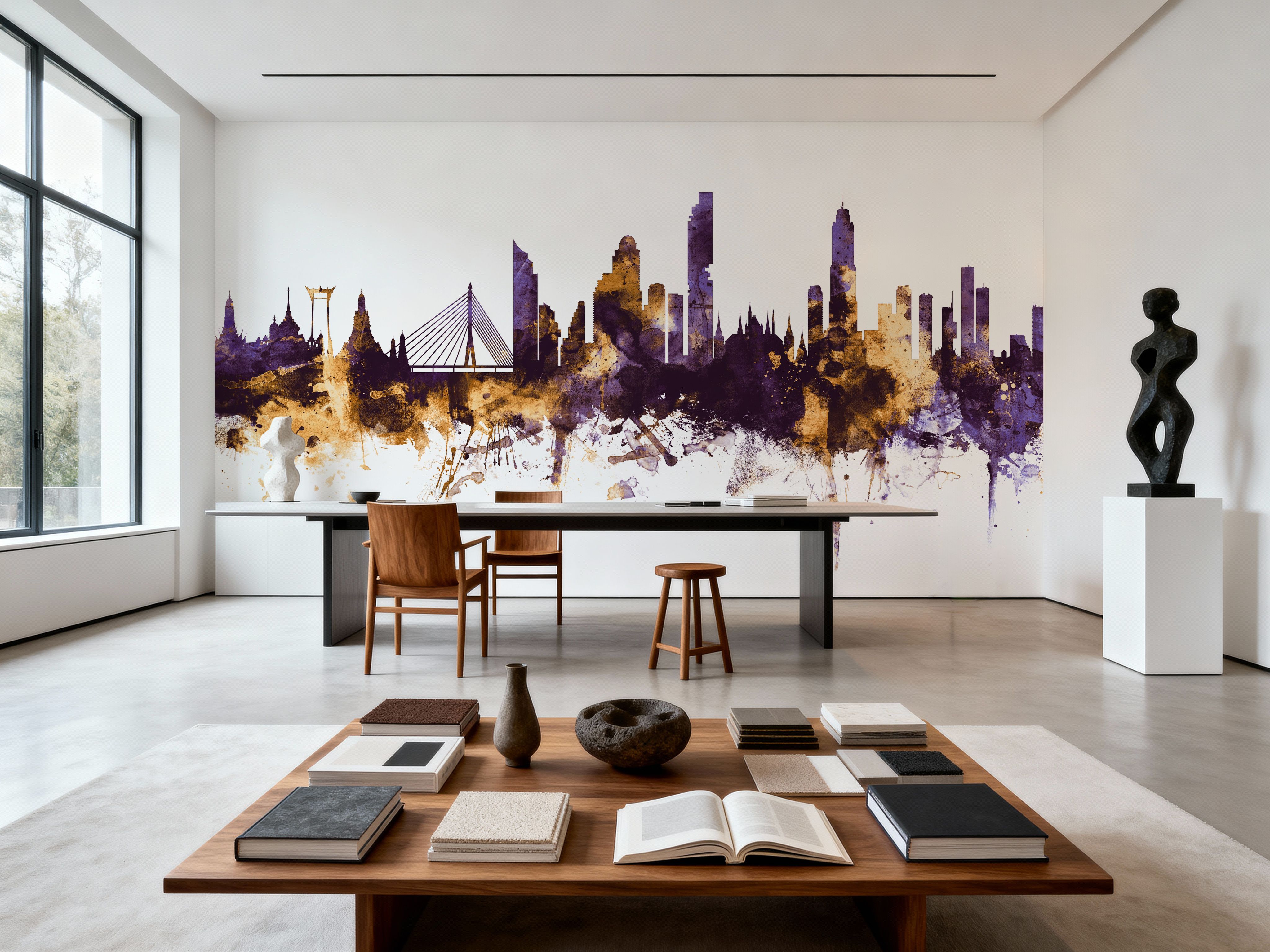 Bangkok Thailand Skyline Purple & Gold