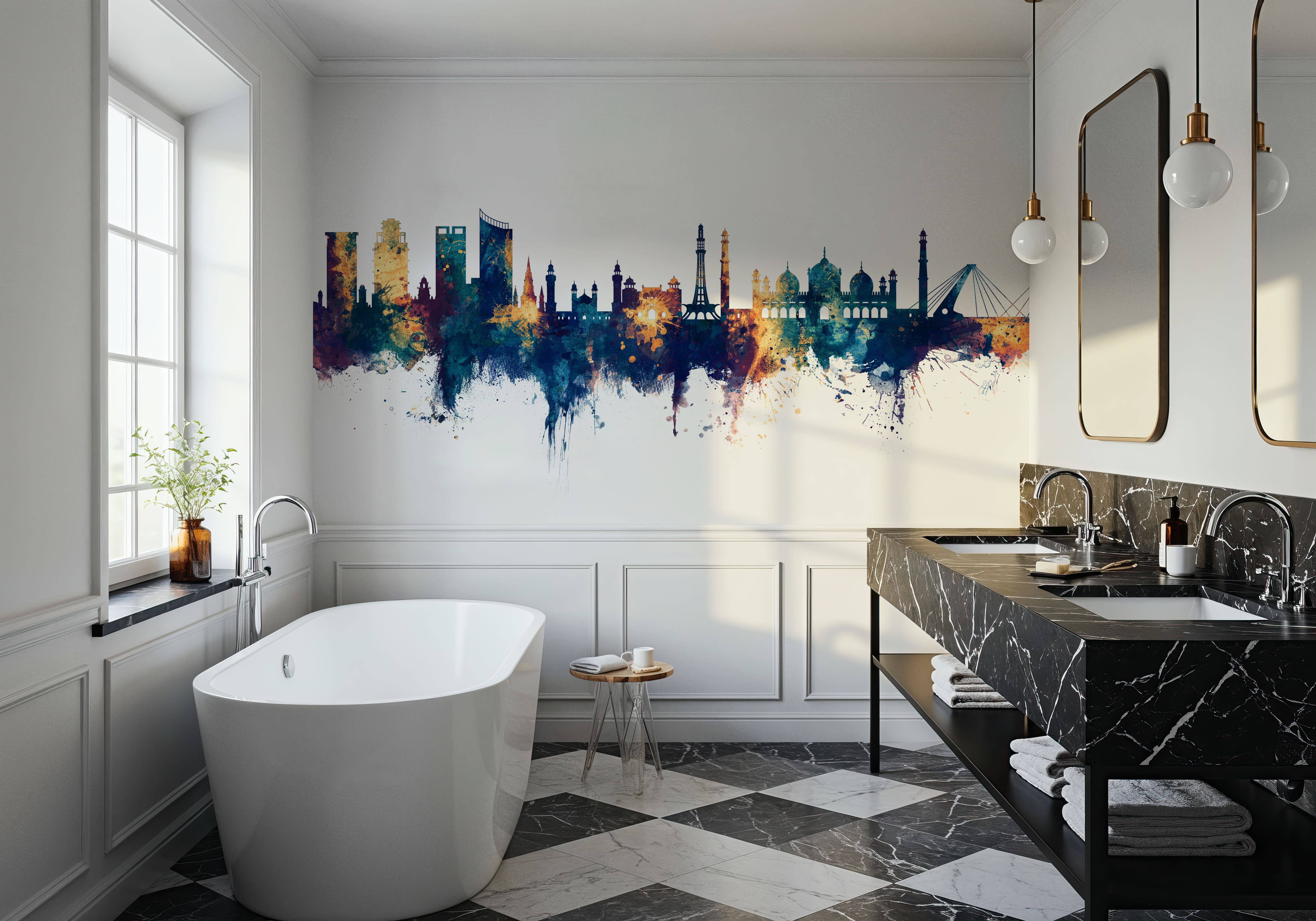 Lahore Pakistan Skyline Blue & Bronze