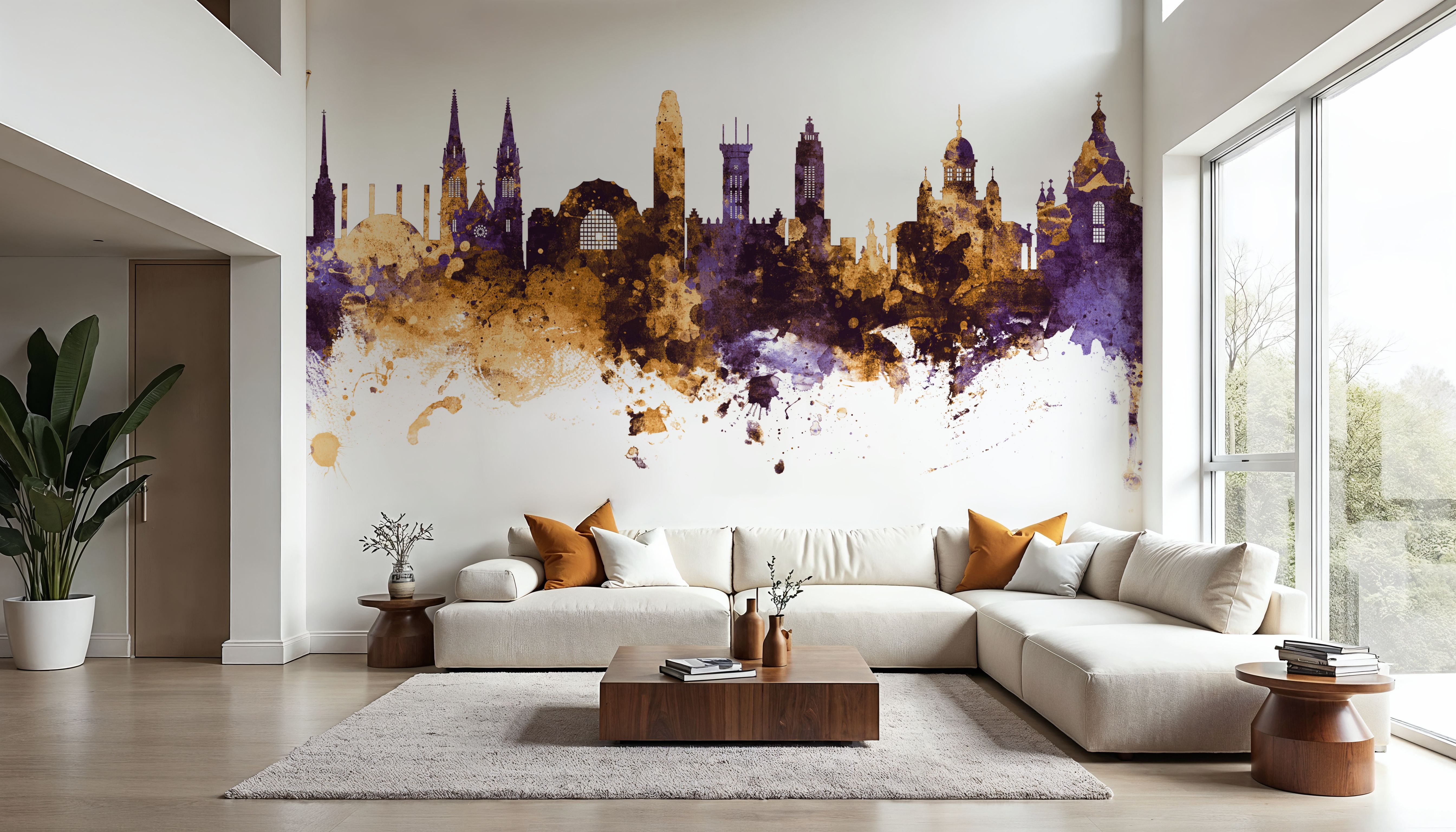 Helsinki Skyline Purple & Gold