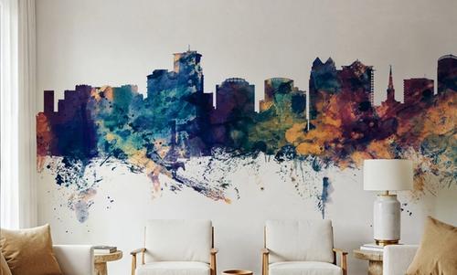 Orlando Florida Skyline Blue & Bronze