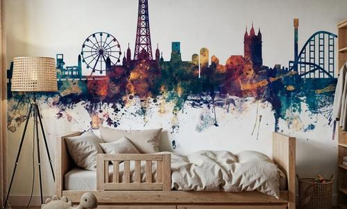 Blackpool England Skyline Blue & Bronze
