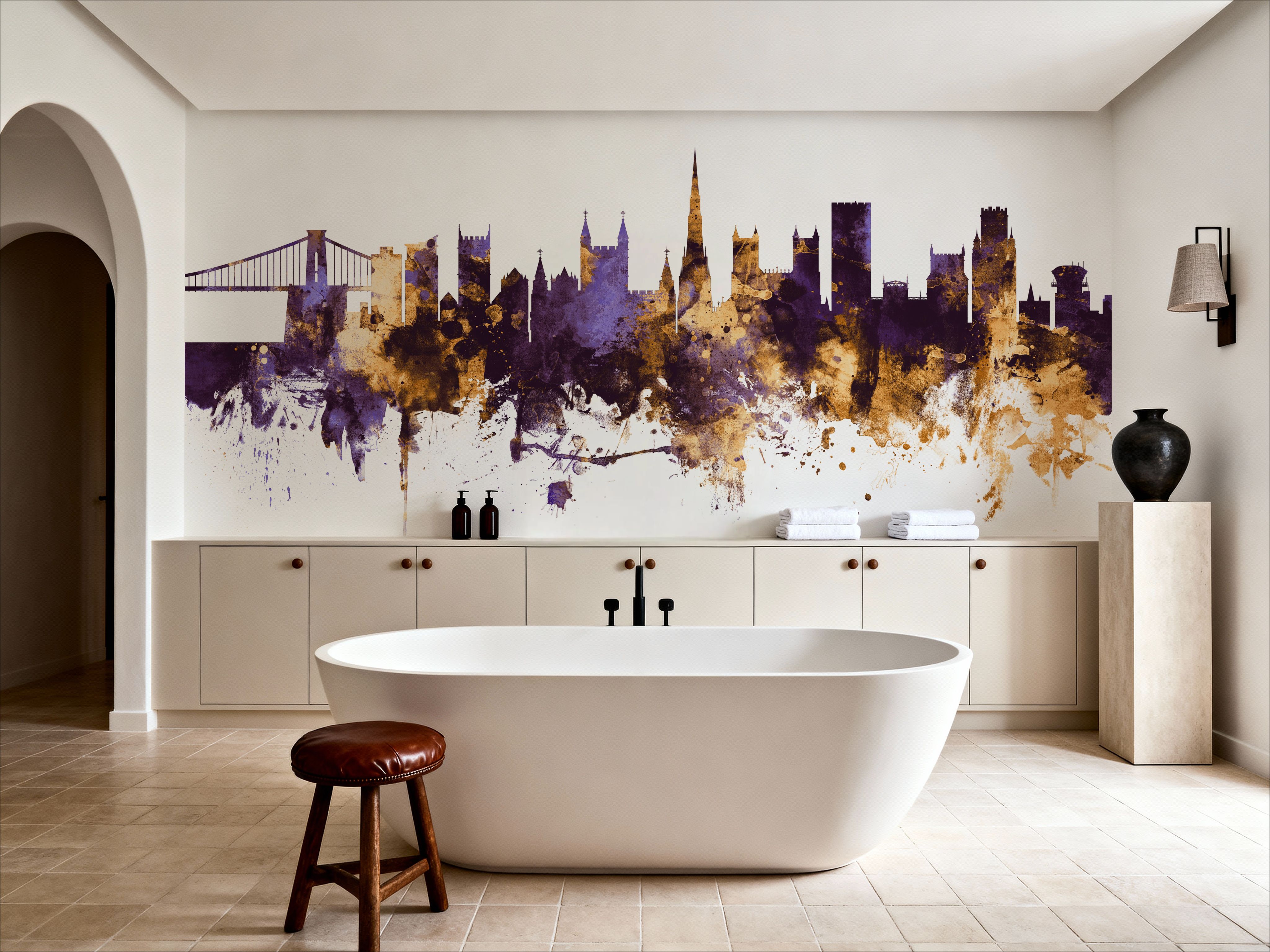 Bristol England Skyline Purple & Gold