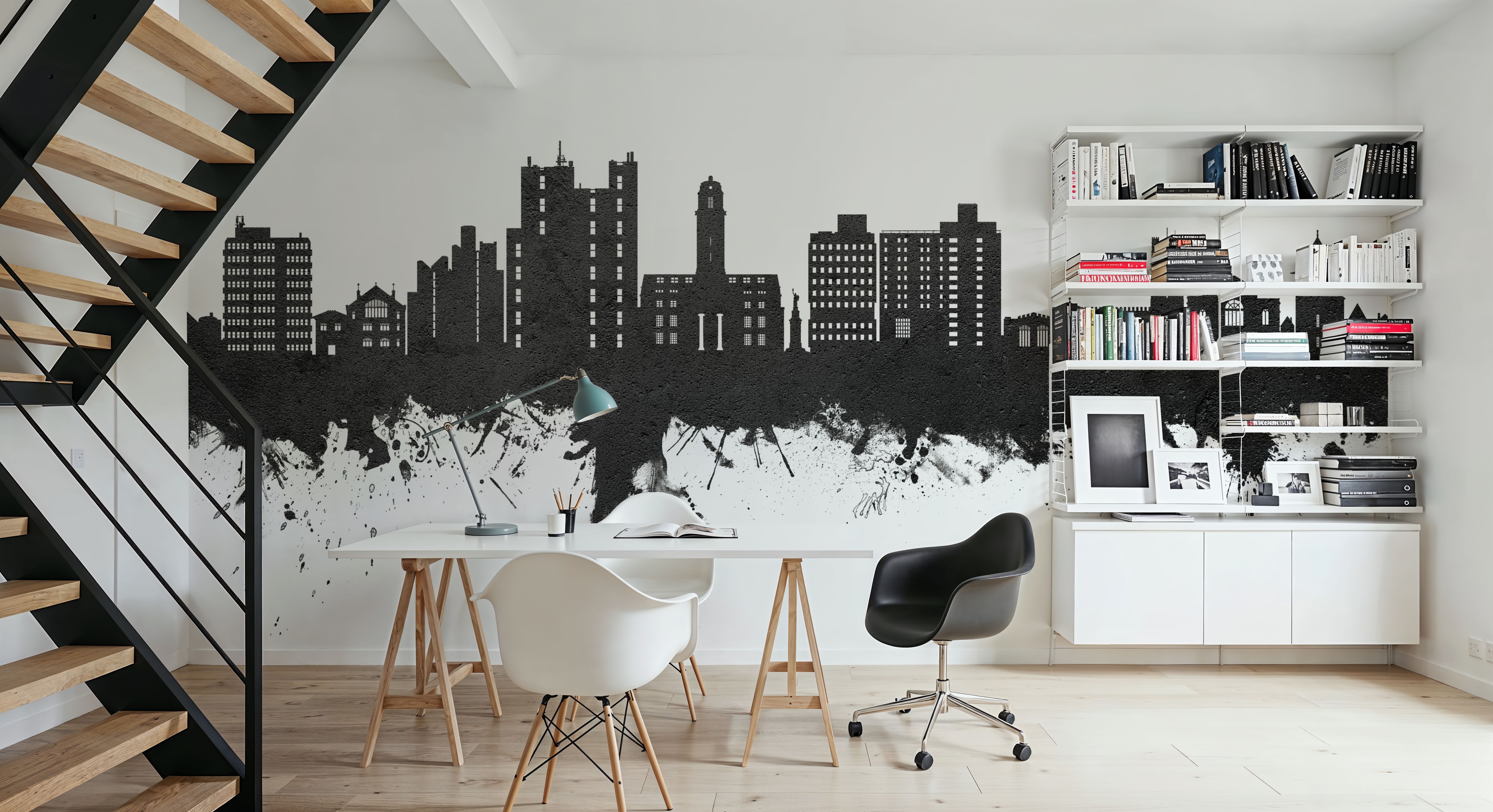 Luton England Skyline Black & White