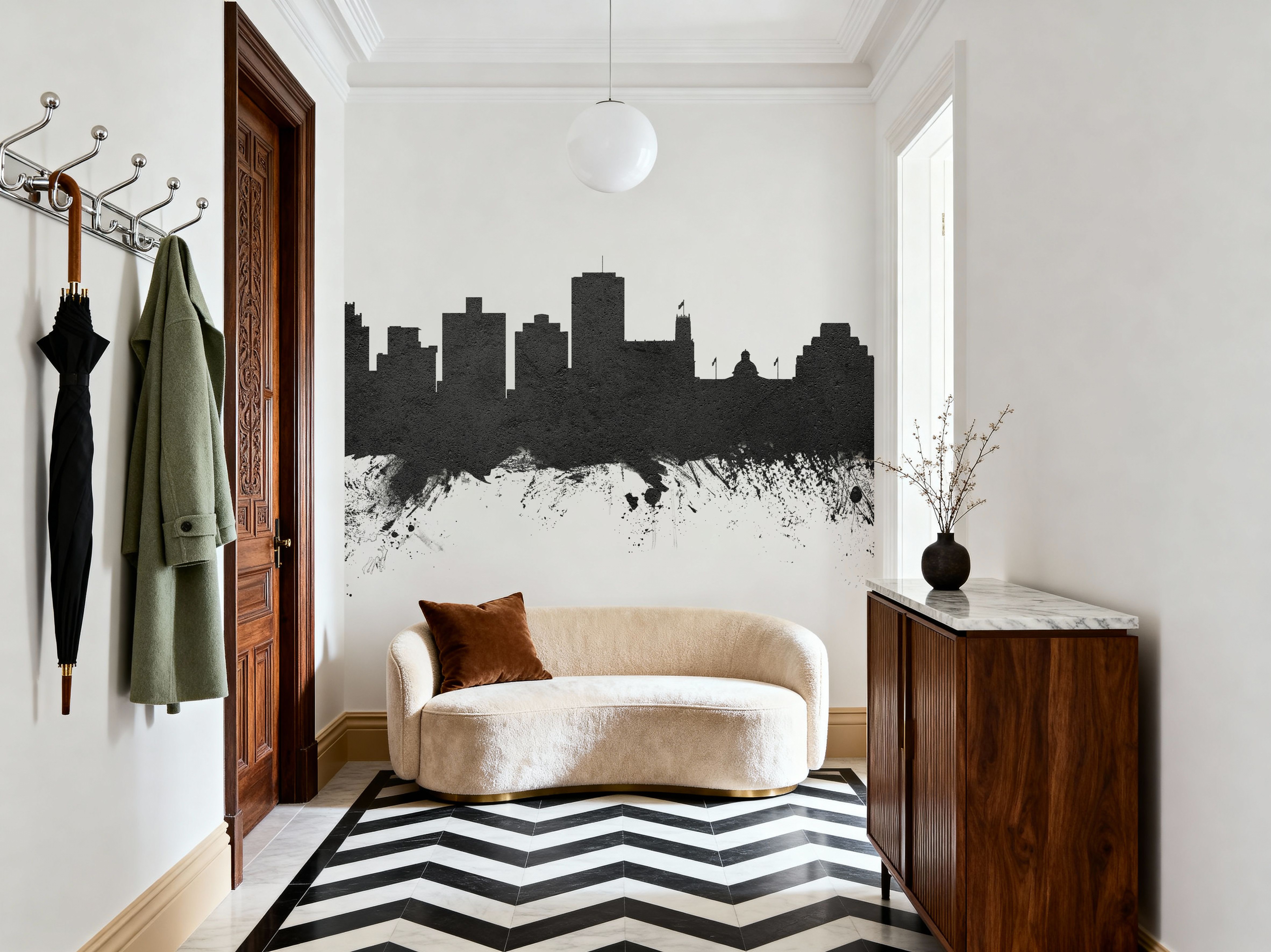 Jackson Mississippi Skyline Black & White, Wallpaper