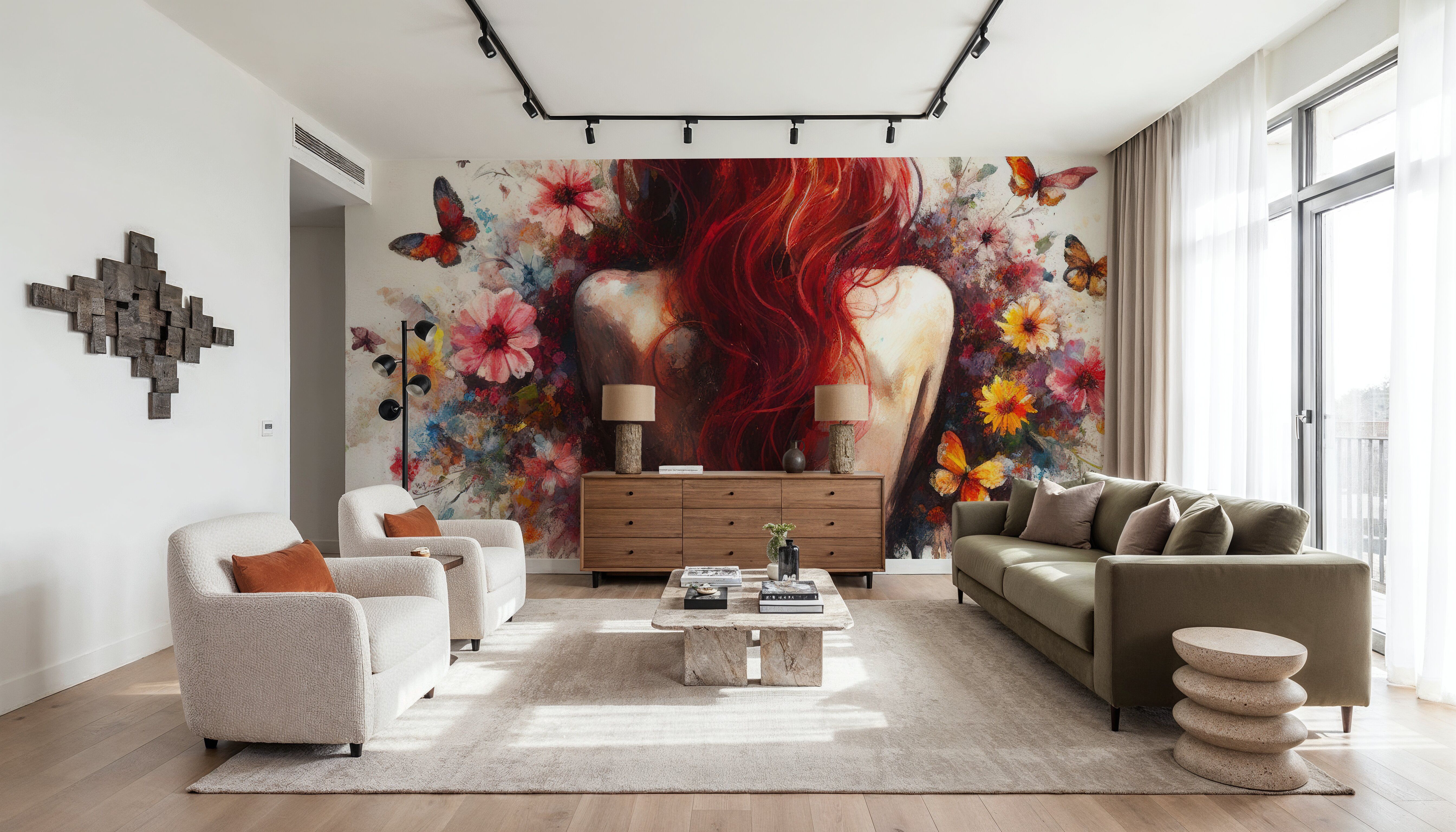 Watercolor Butterflies Red