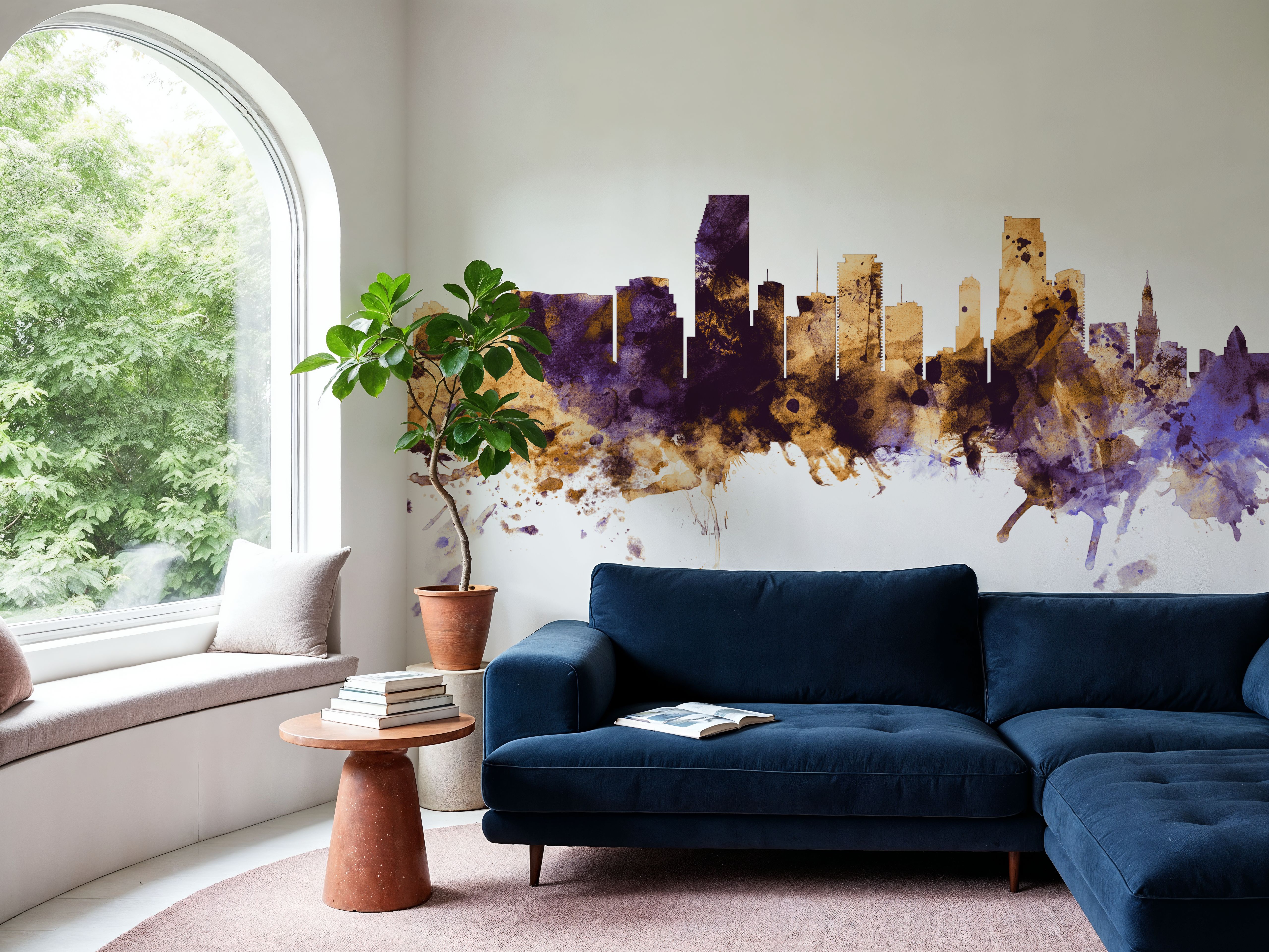 Miami Florida Skyline Purple & Gold