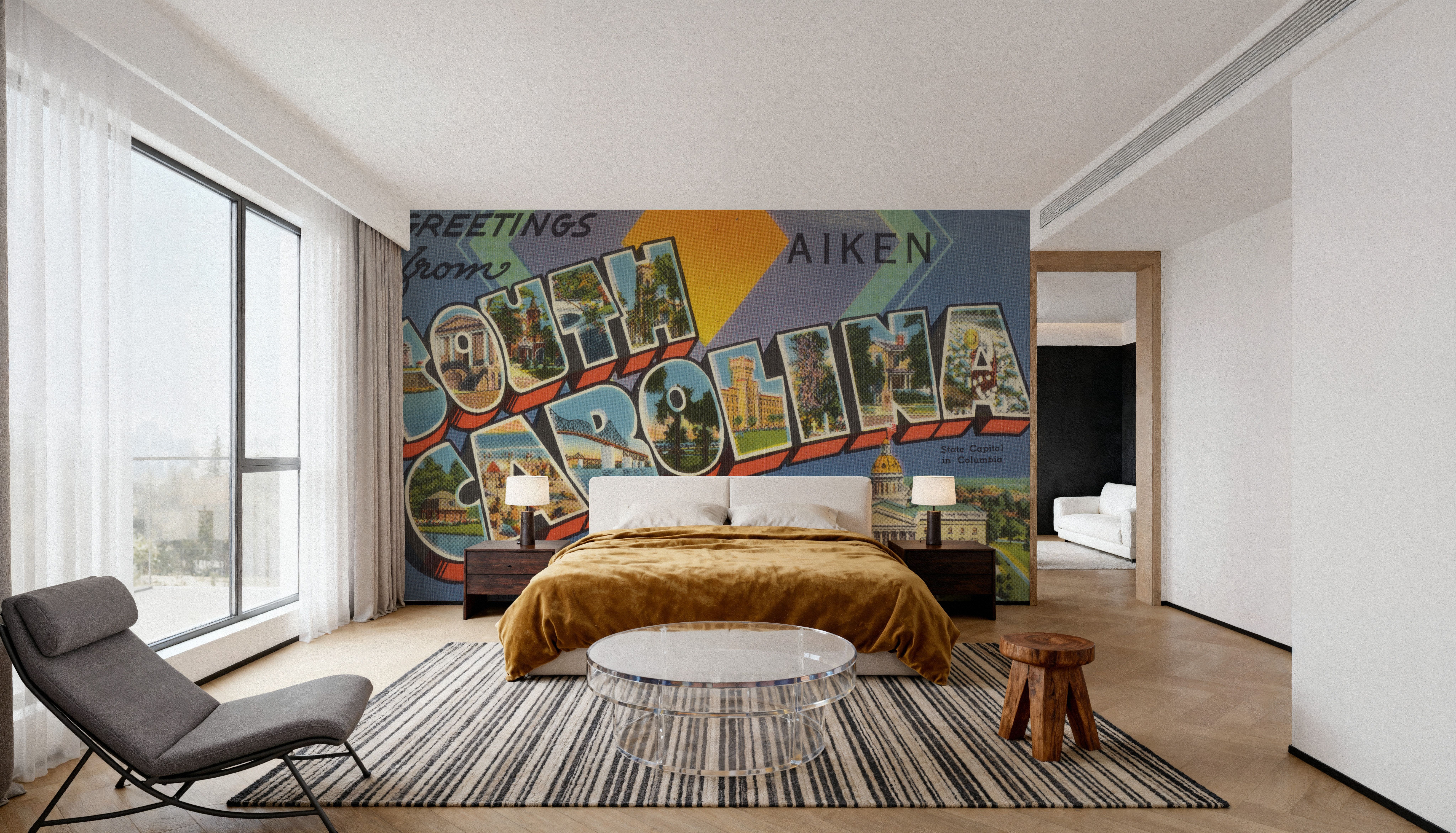 Greetings from Aiken South Carolina - Screenprint Postcard