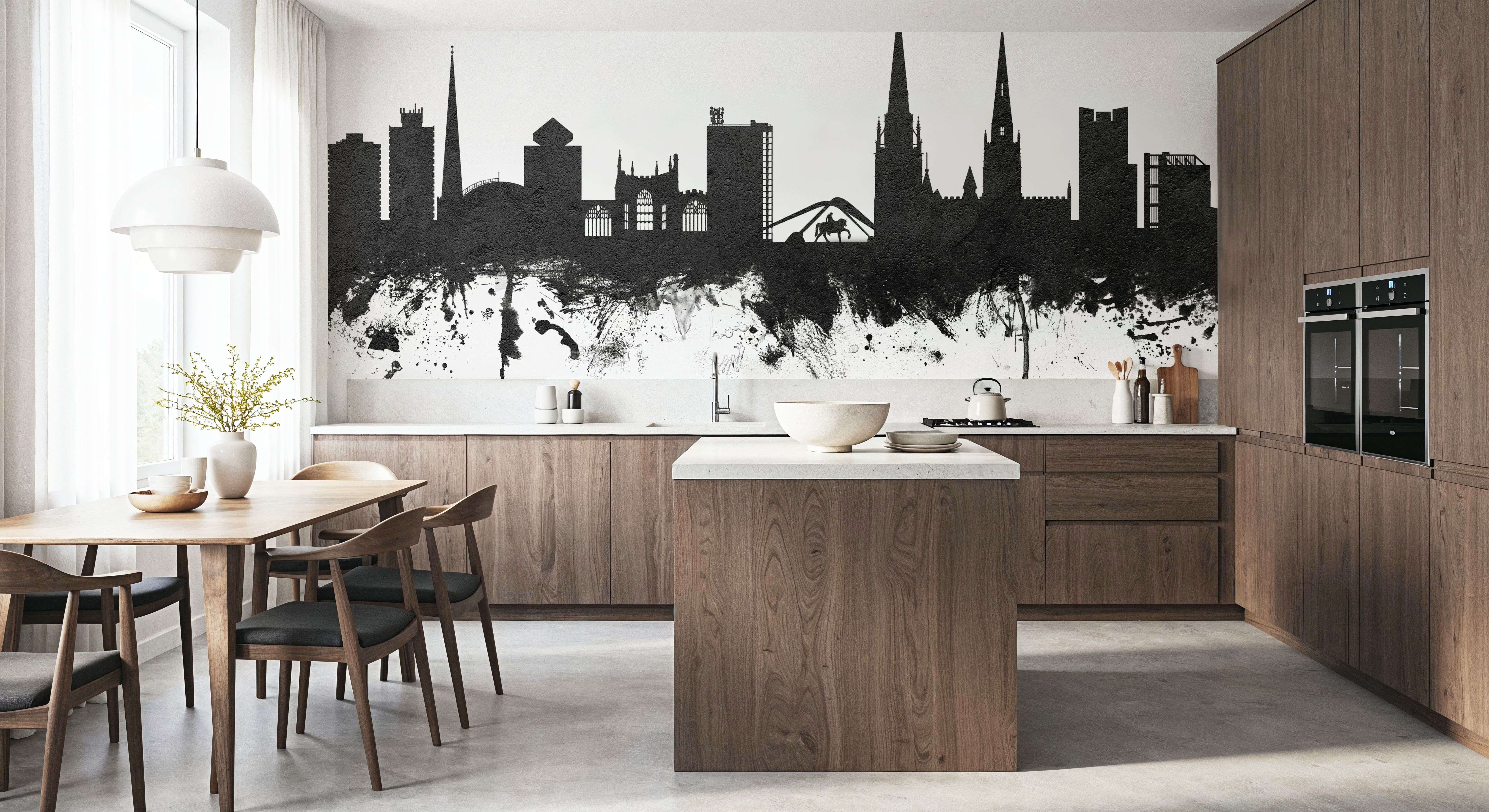 Coventry England Skyline Black & White