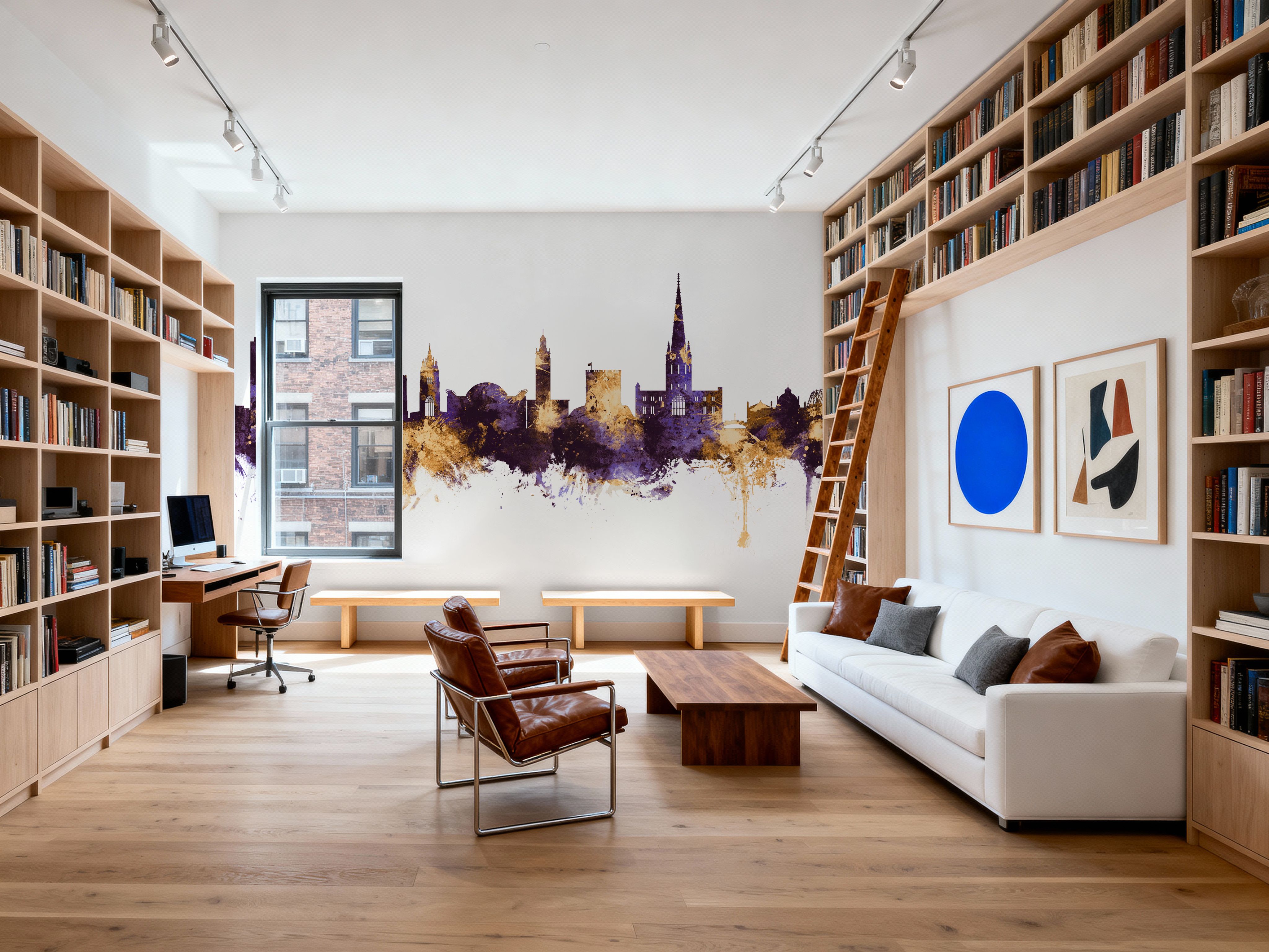 Norwich England Skyline Purple & Gold