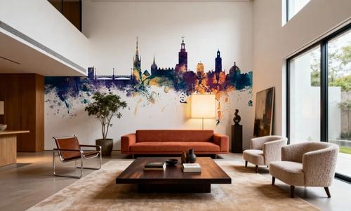 Stockholm Skyline Blue & Bronze