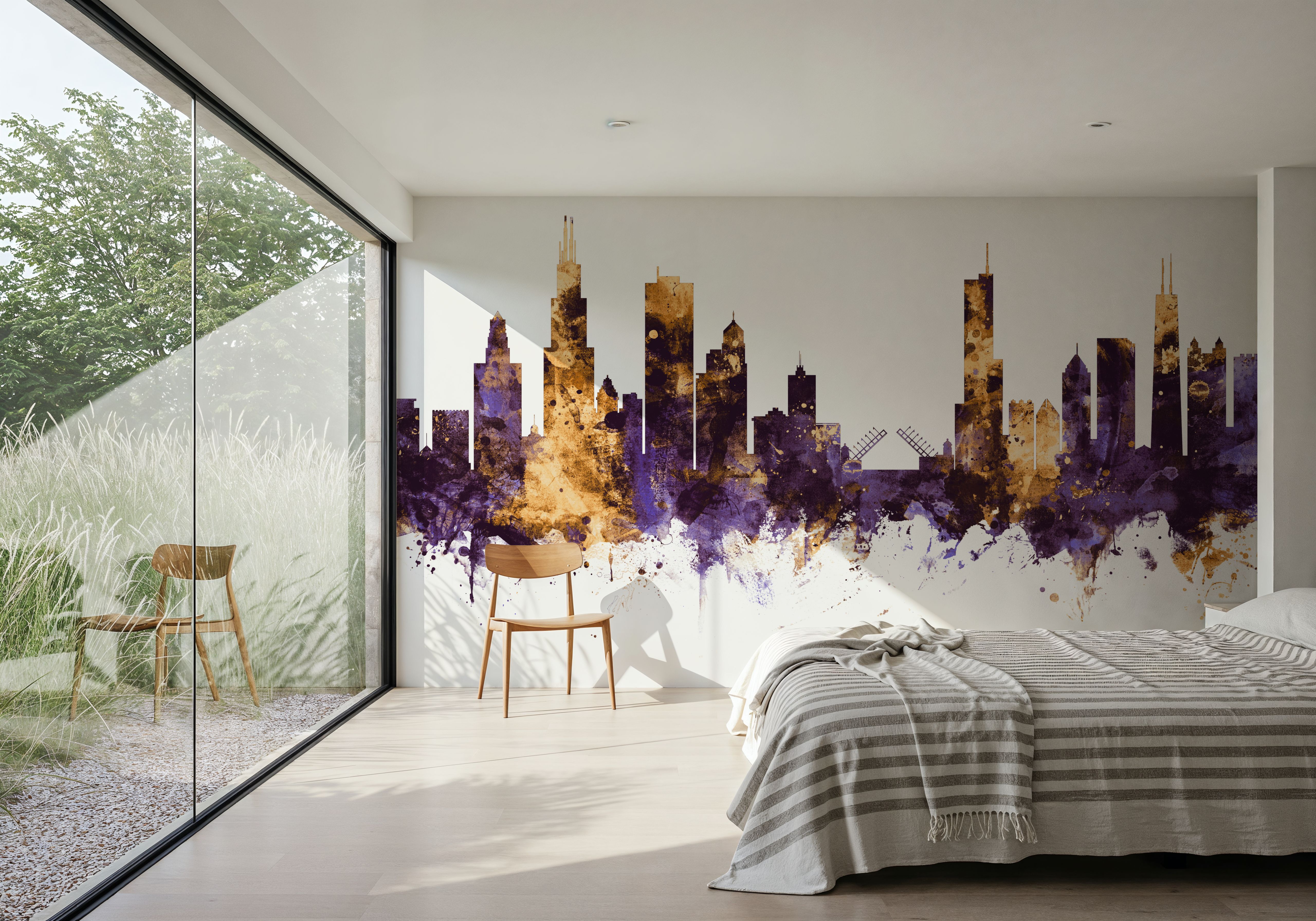 Chicago Illinois Skyline Purple & Gold