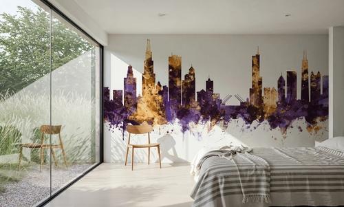 Chicago Illinois Skyline Purple & Gold