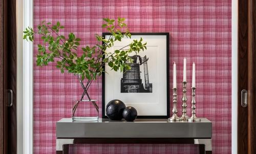 Stripy Gingham, Raspberry