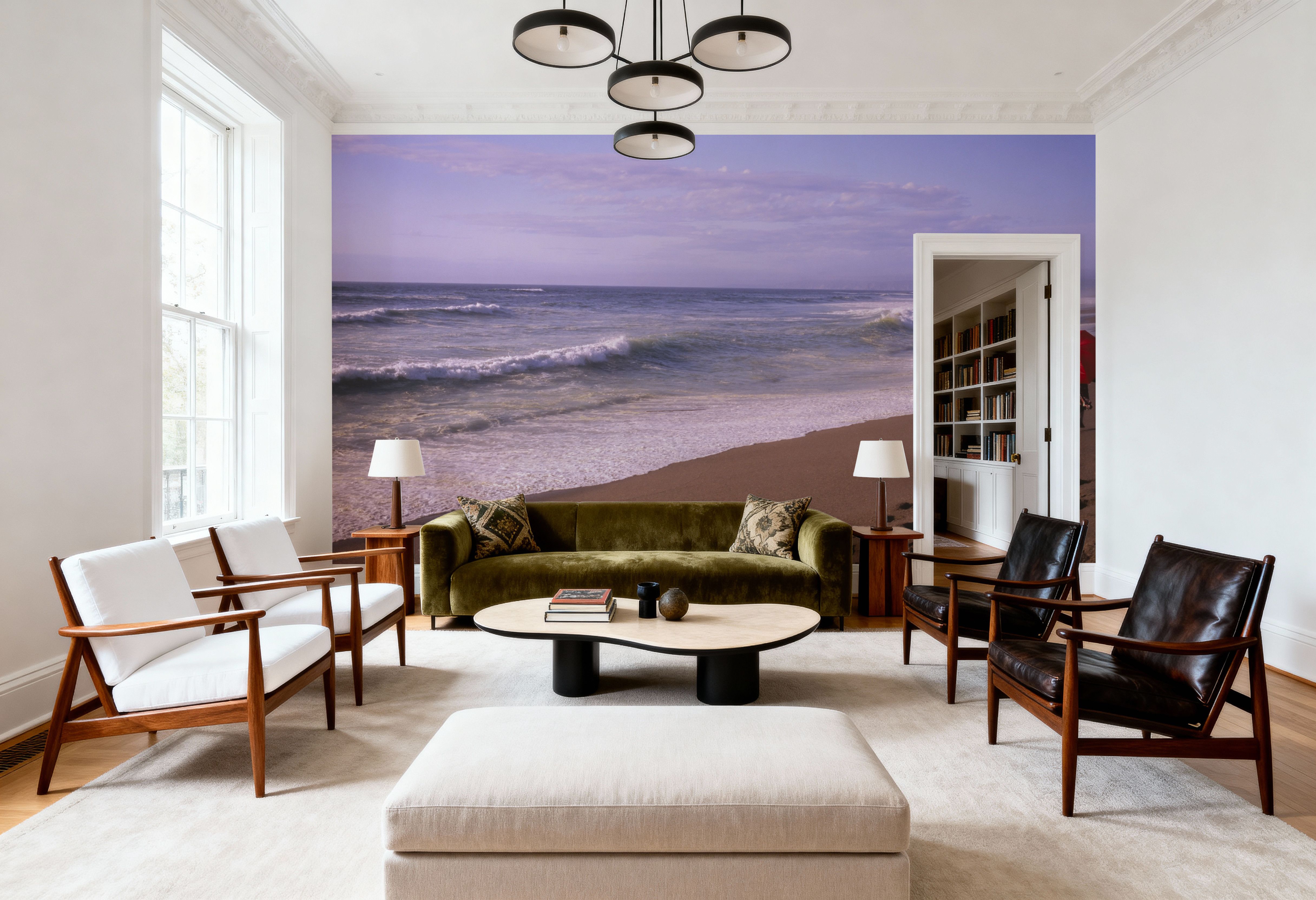 Crimson Stroll by the Shore