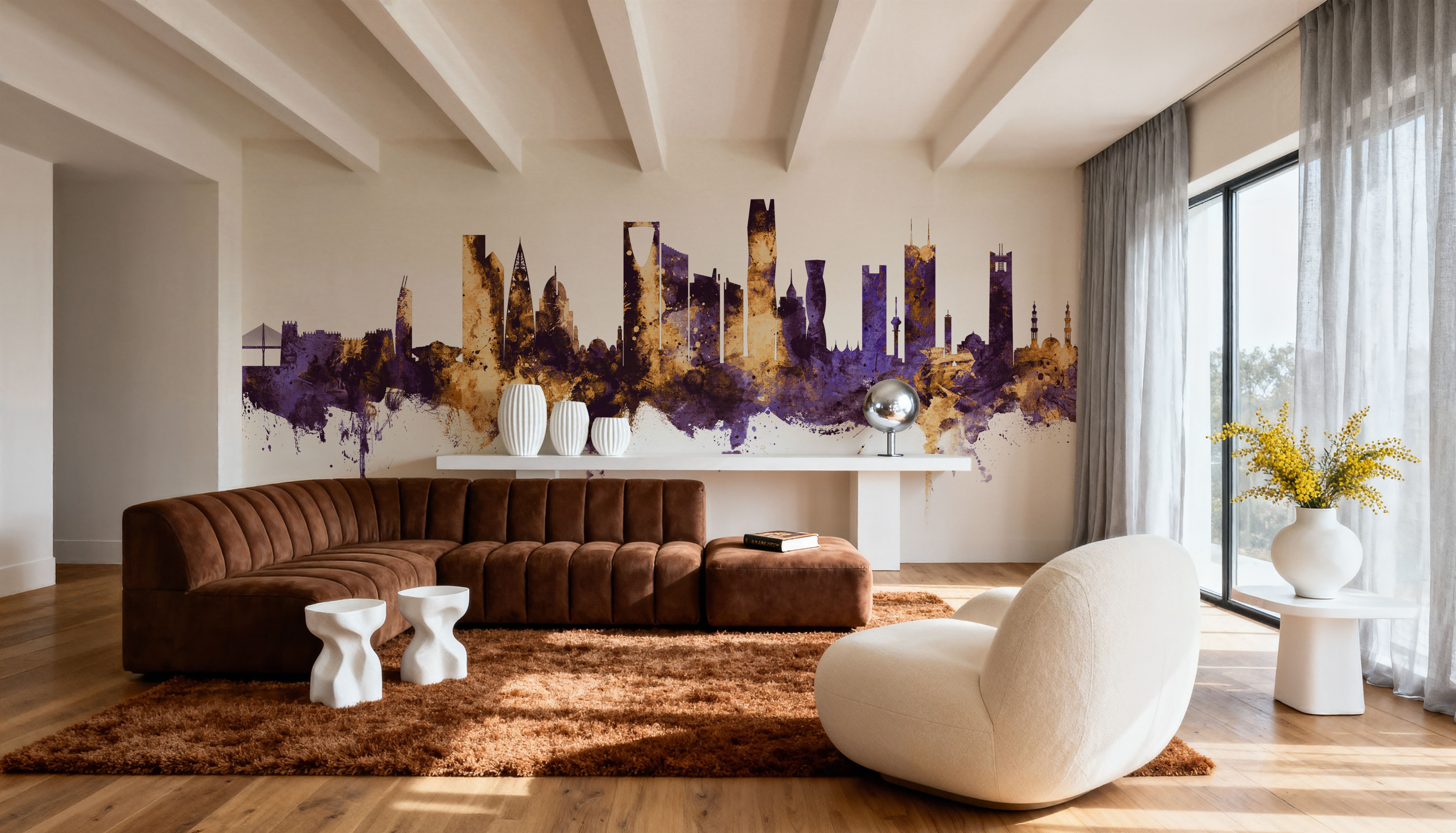 Riyadh Saudi Arabia Skyline Purple & Gold