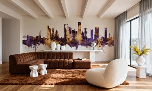 Riyadh Saudi Arabia Skyline Purple & Gold