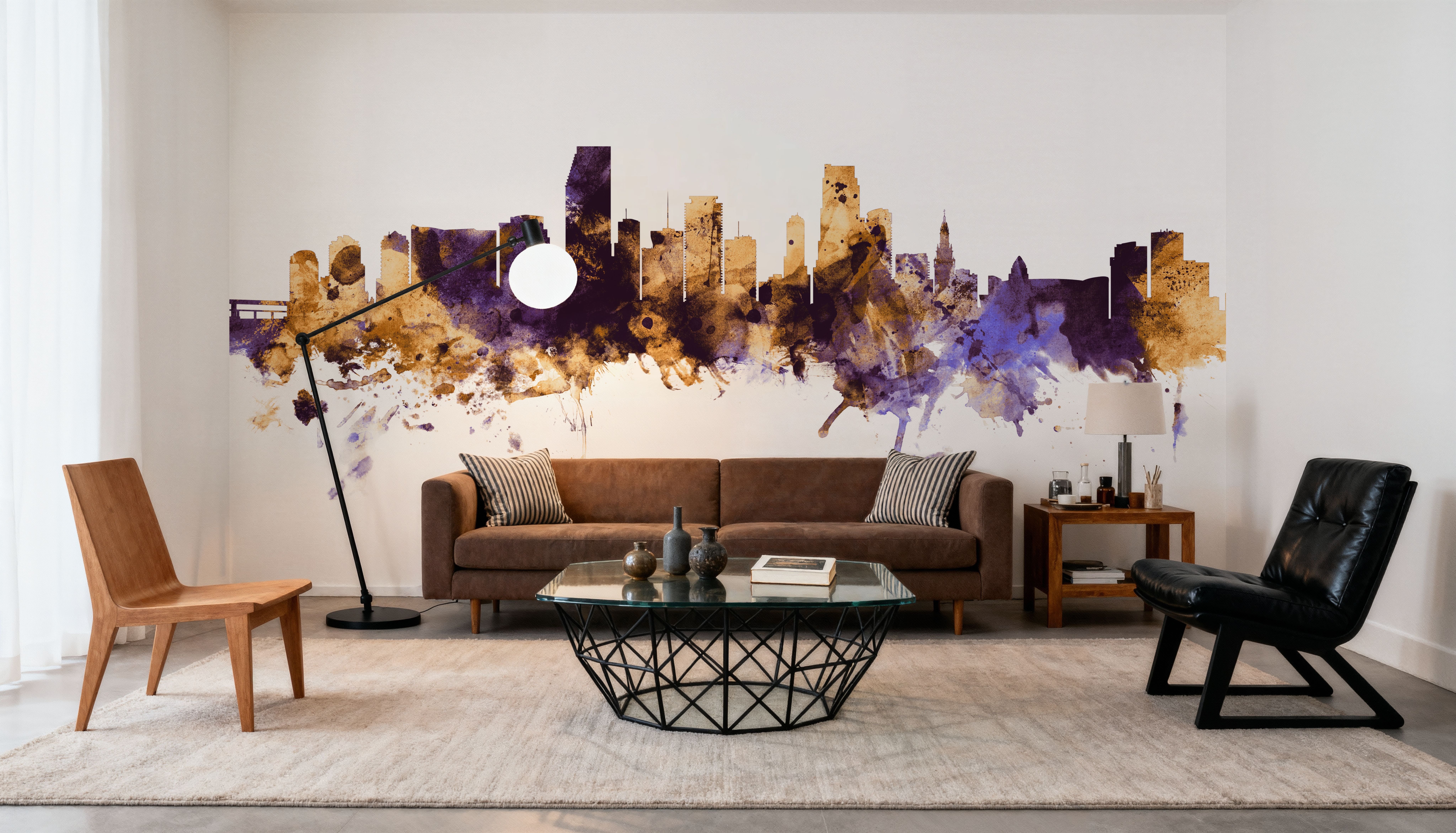 Miami Florida Skyline Purple & Gold