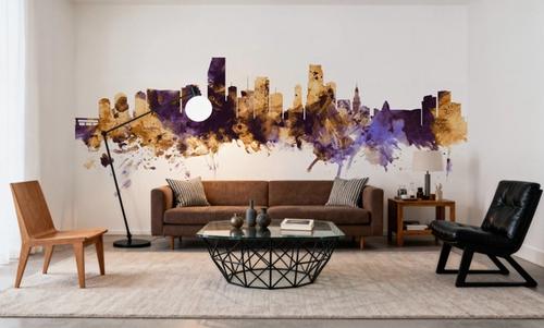 Miami Florida Skyline Purple & Gold