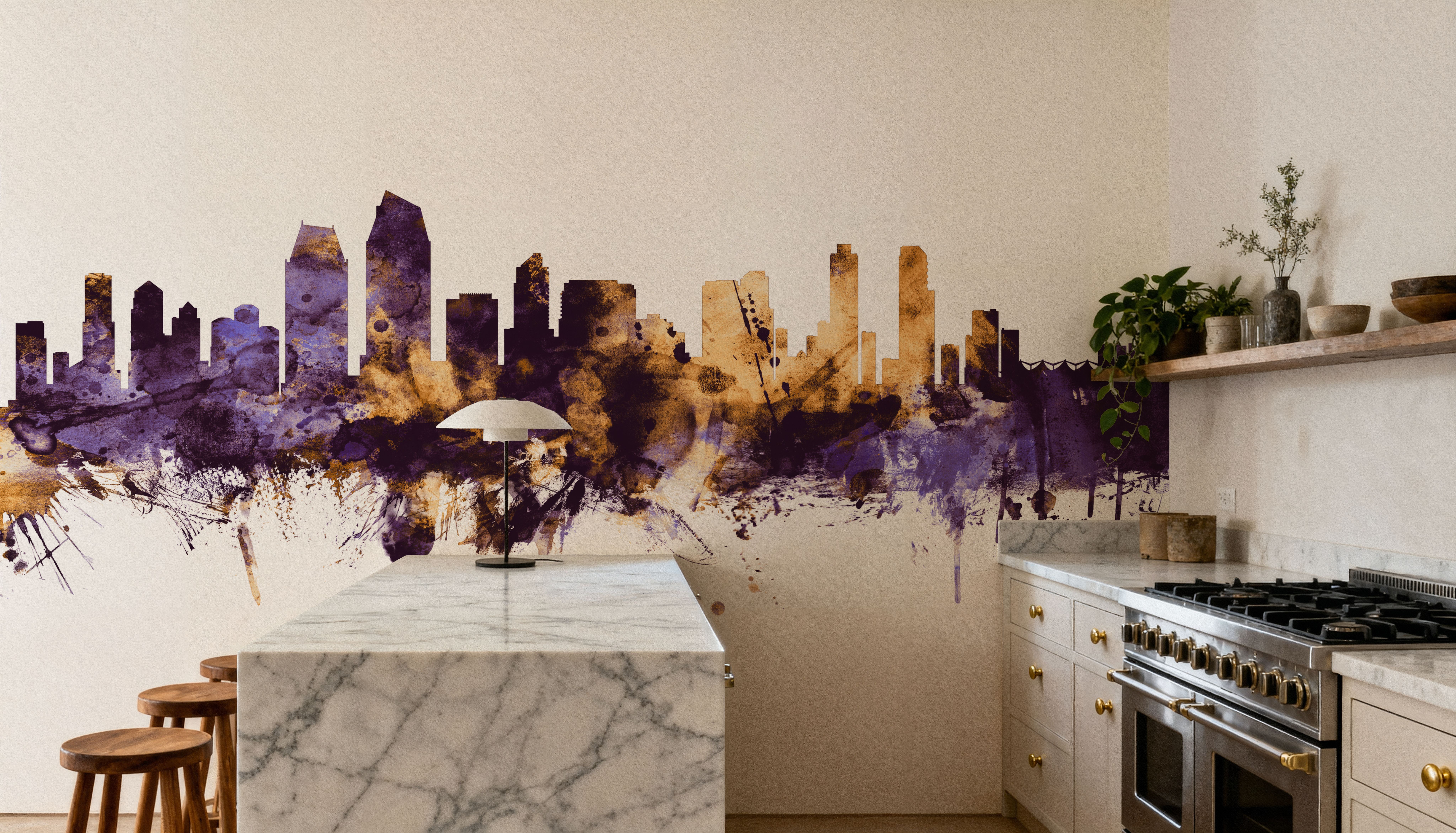 San Diego California Skyline Purple & Gold