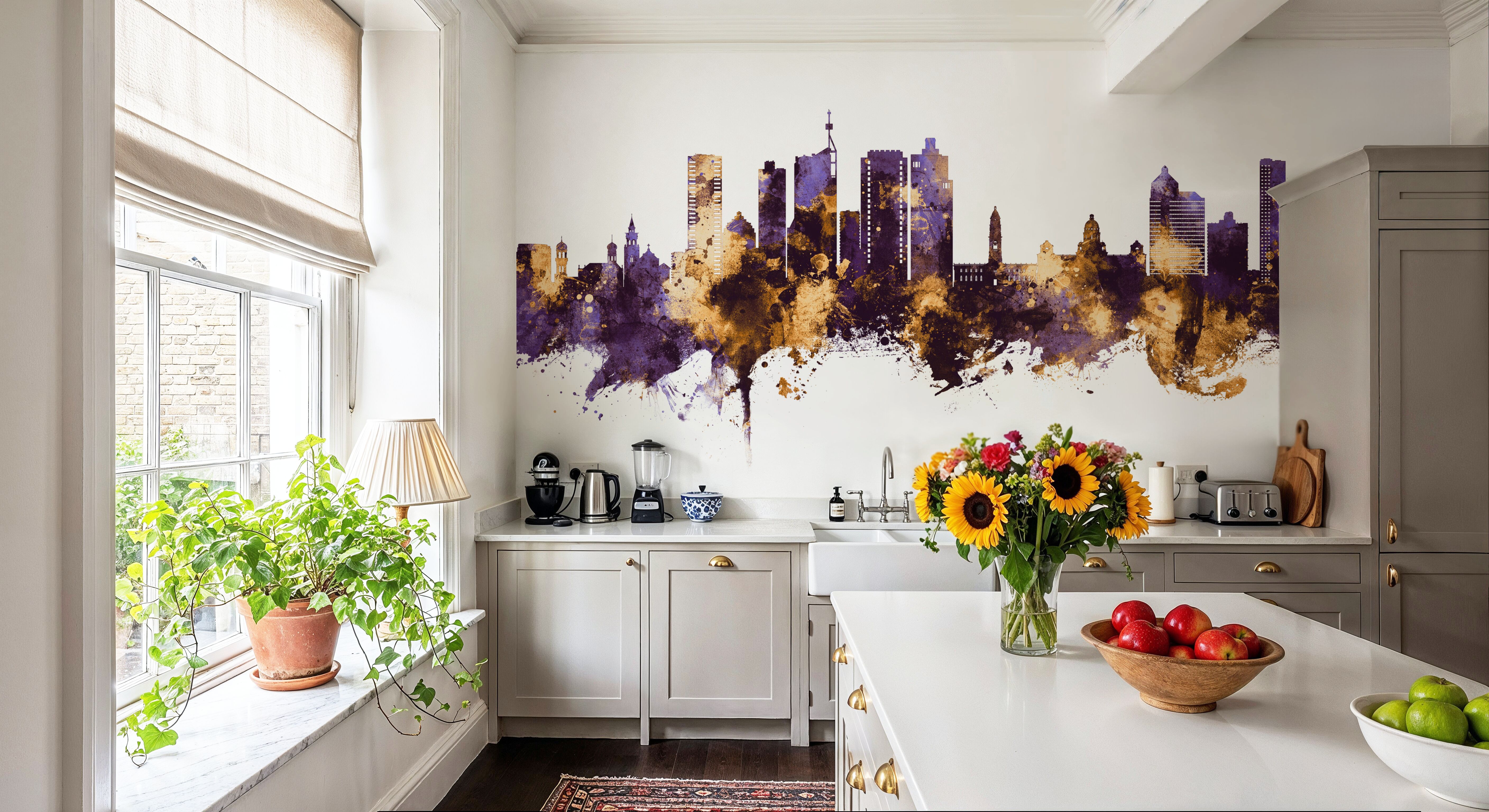 Durban South Africa Skyline Purple & Gold, Wallpaper