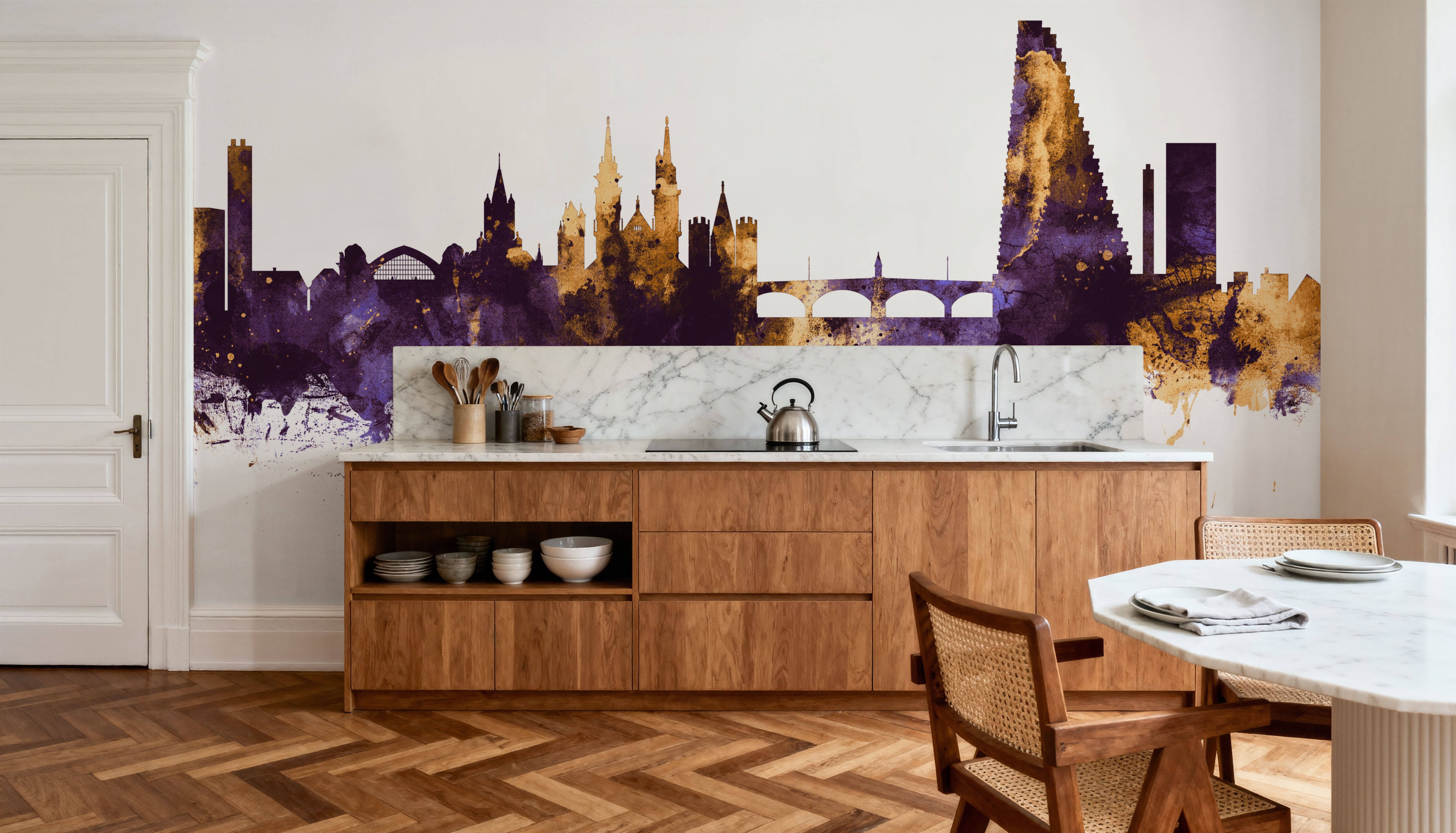 Basel Switzerland Skyline Purple & Gold