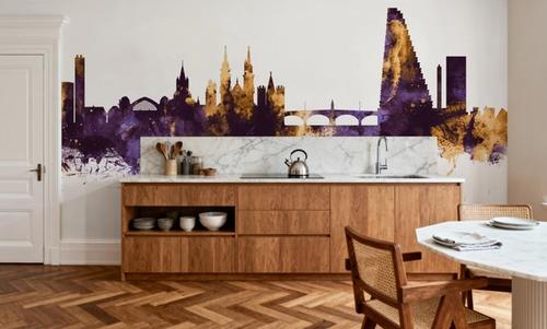 Basel Switzerland Skyline Purple & Gold
