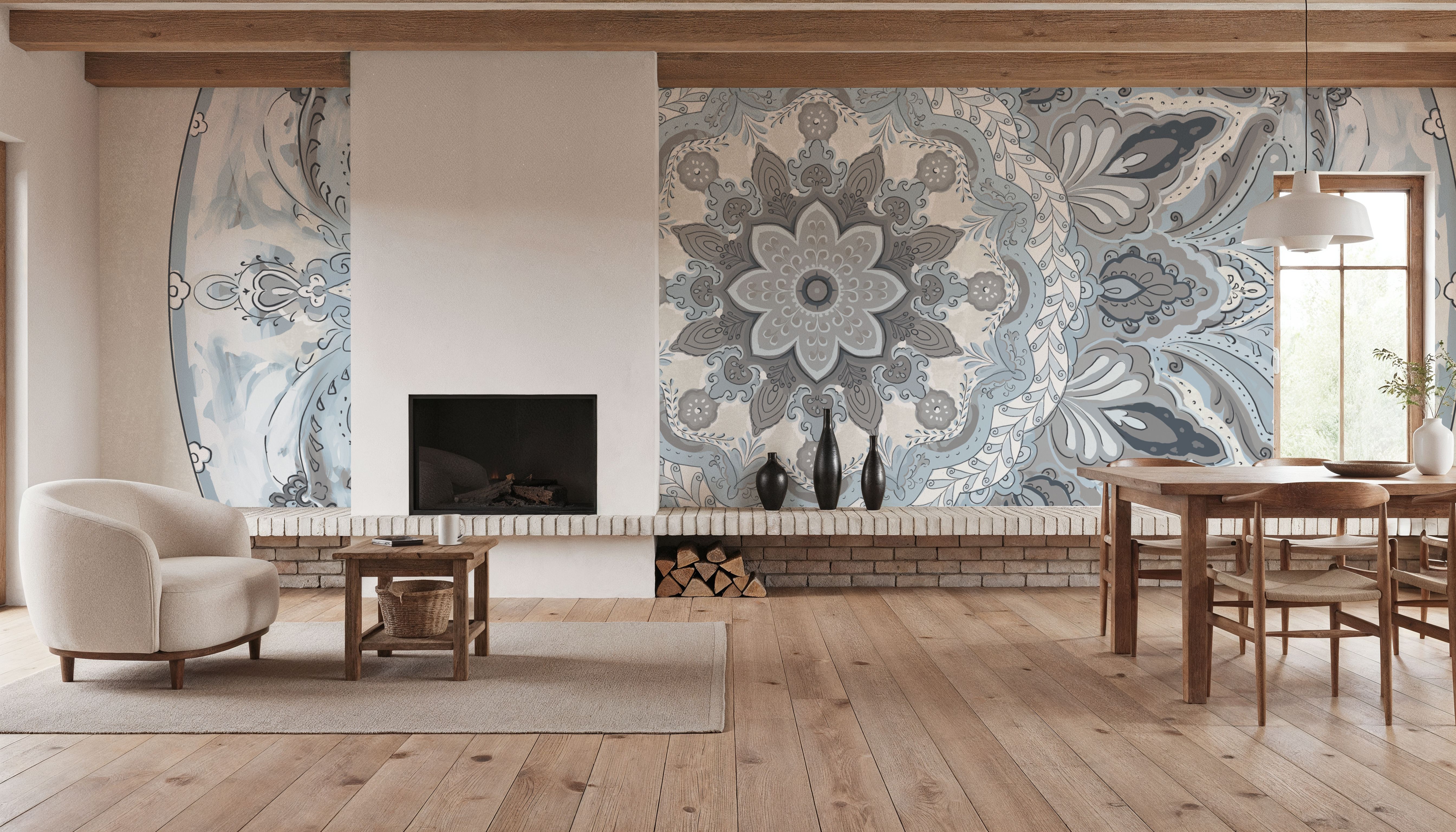 Goa Mandala I Dusty Blue, Wallpaper