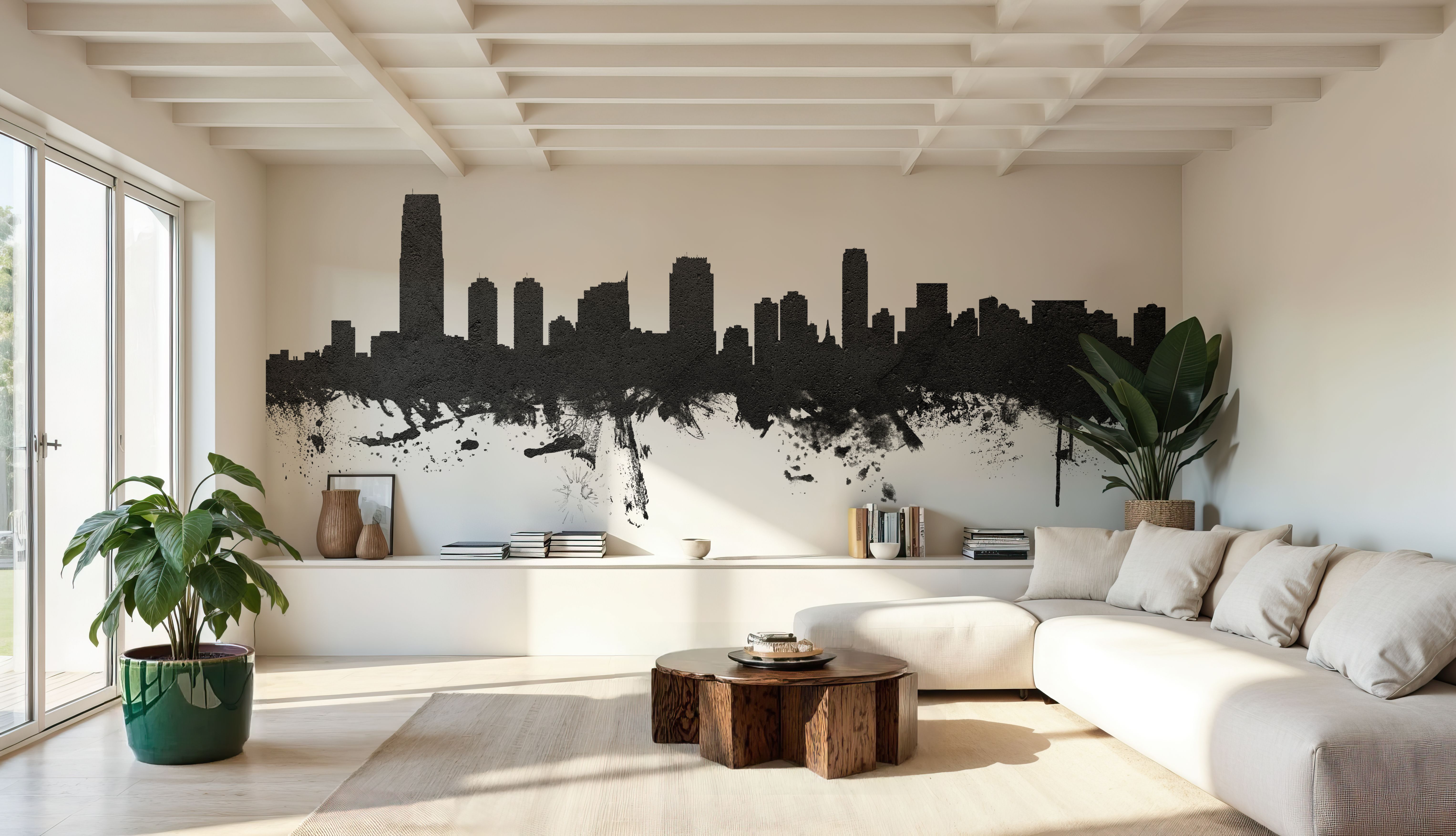 Jersey City New York Skyline Black & White