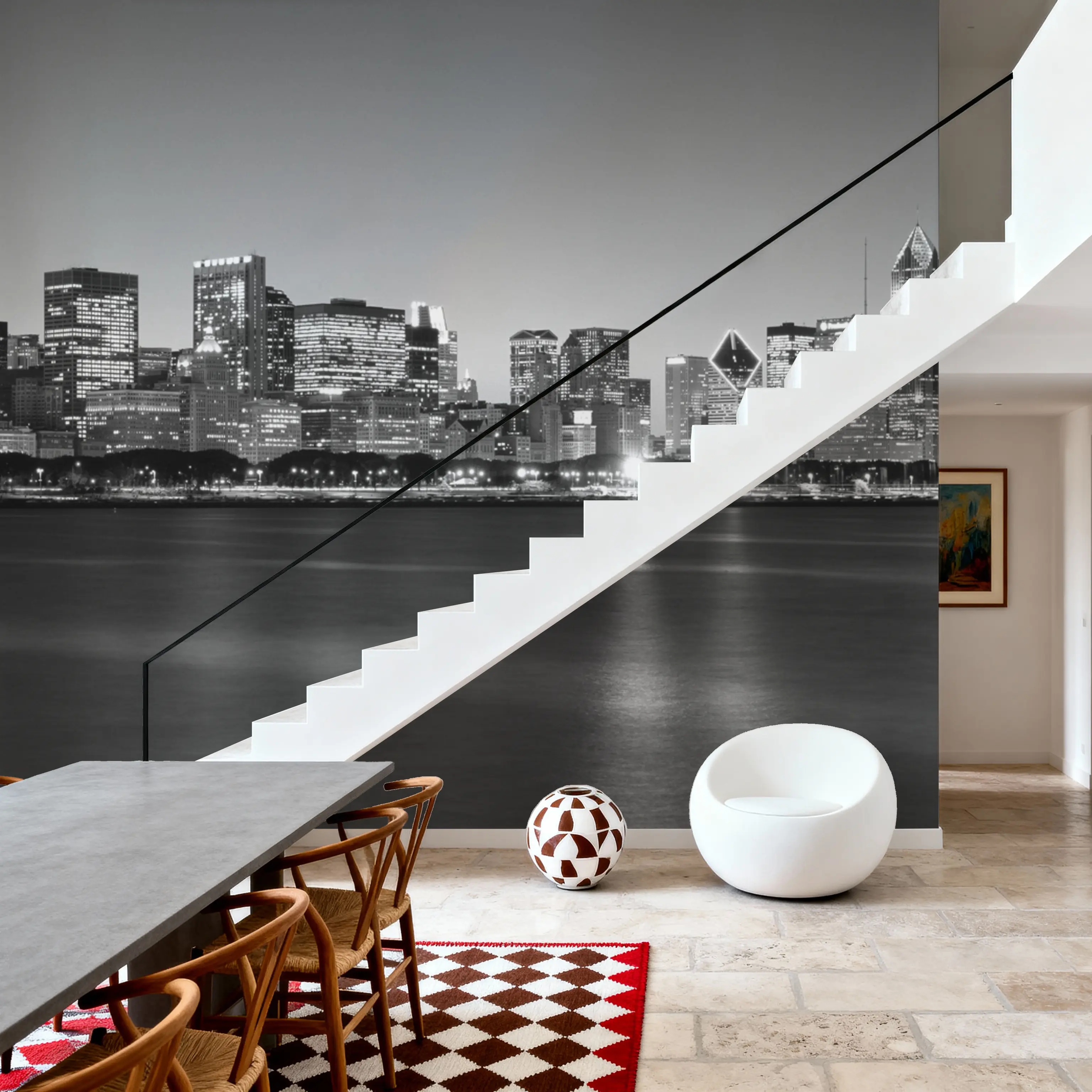 Fotobehang - Urban Mirror - Architectuur Mural - Grijs - Slaapkamers - Wallism België - Zelfklevend of Vliesbehang