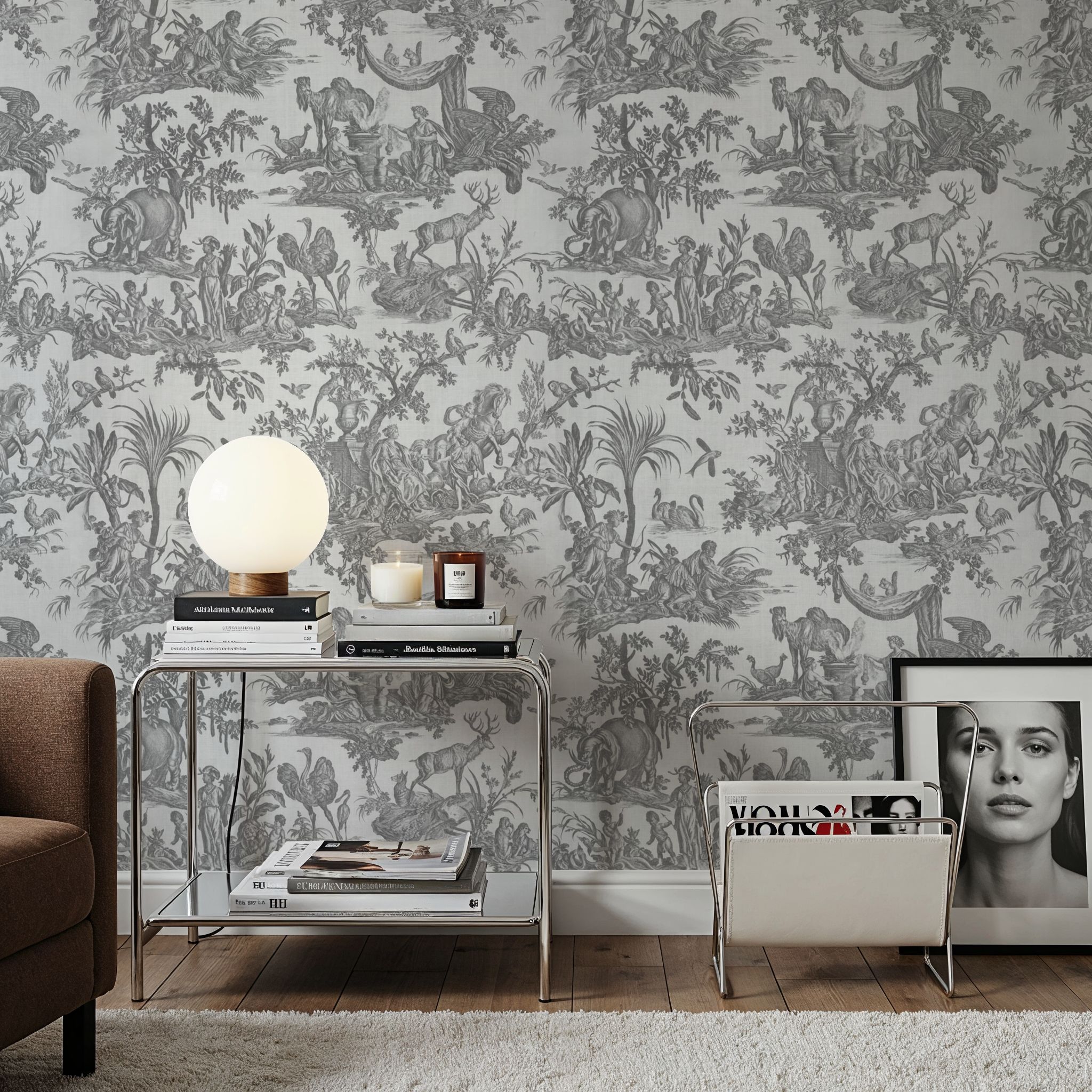 Patinated Linen Toile de Jouy, Stone