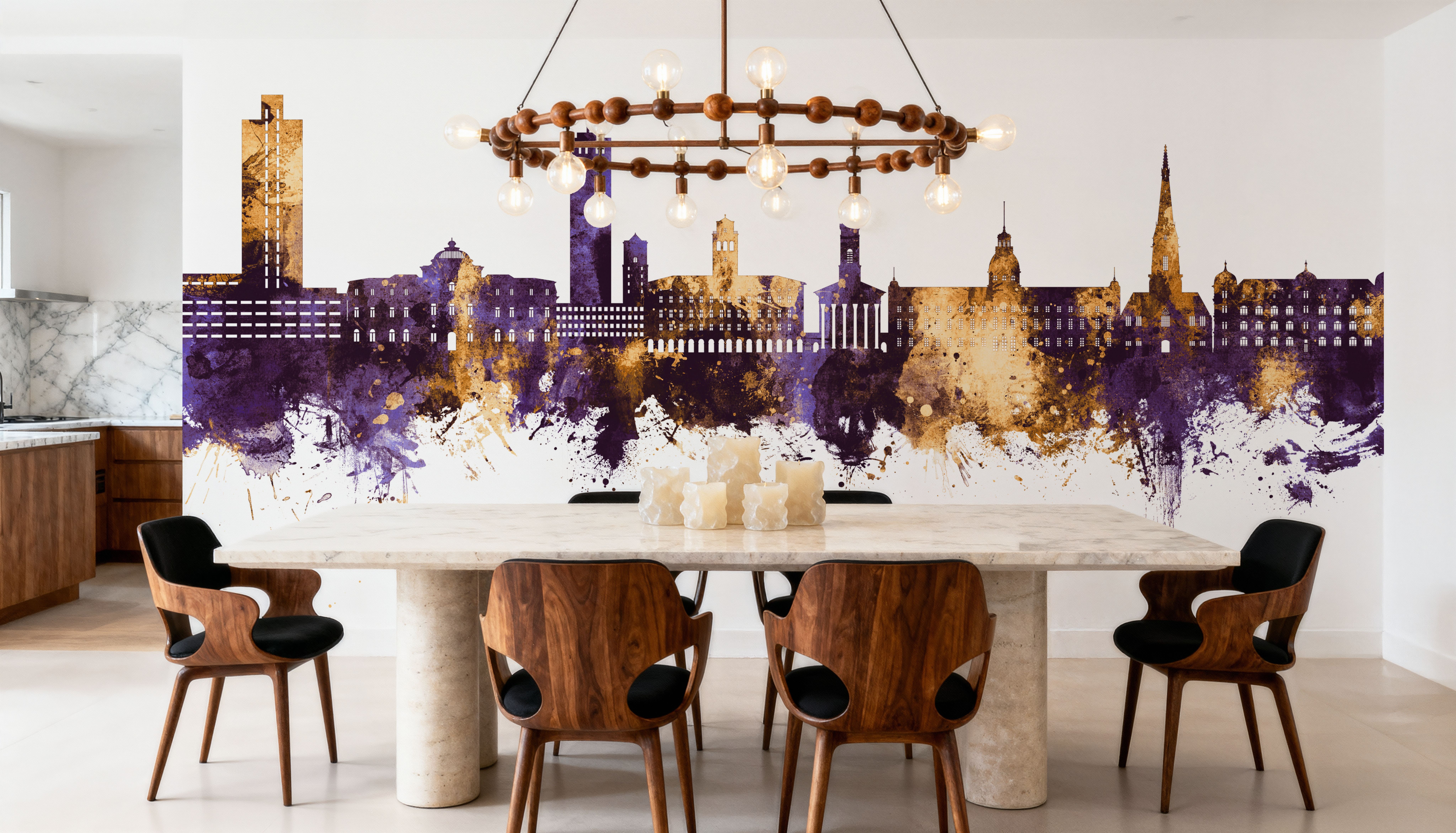Karlsruhe Germany Skyline Purple & Gold, Tapeten