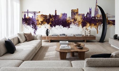 Warrington England Skyline Purple & Gold