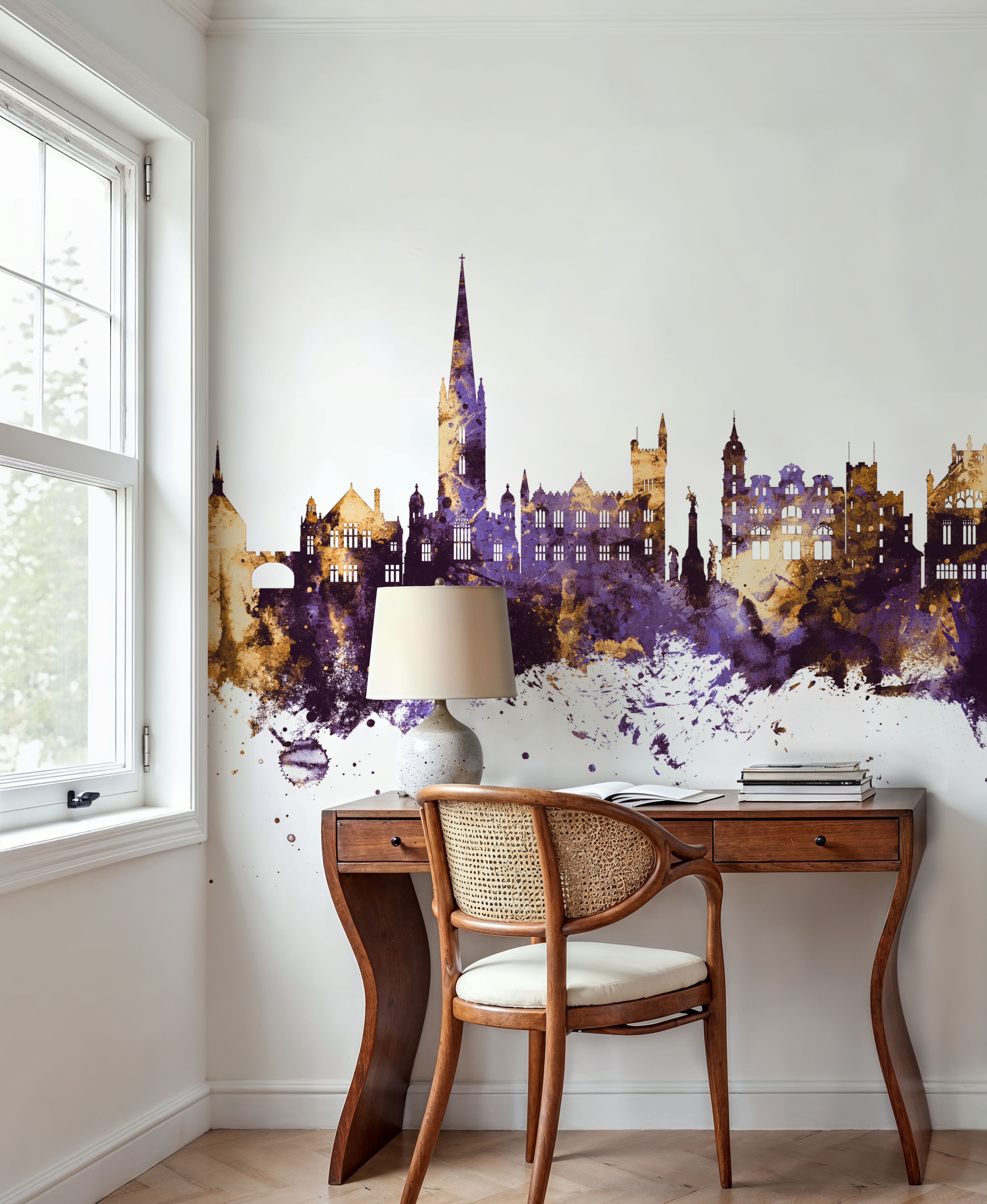 Derry Northern Ireland Skyline Purple & Gold